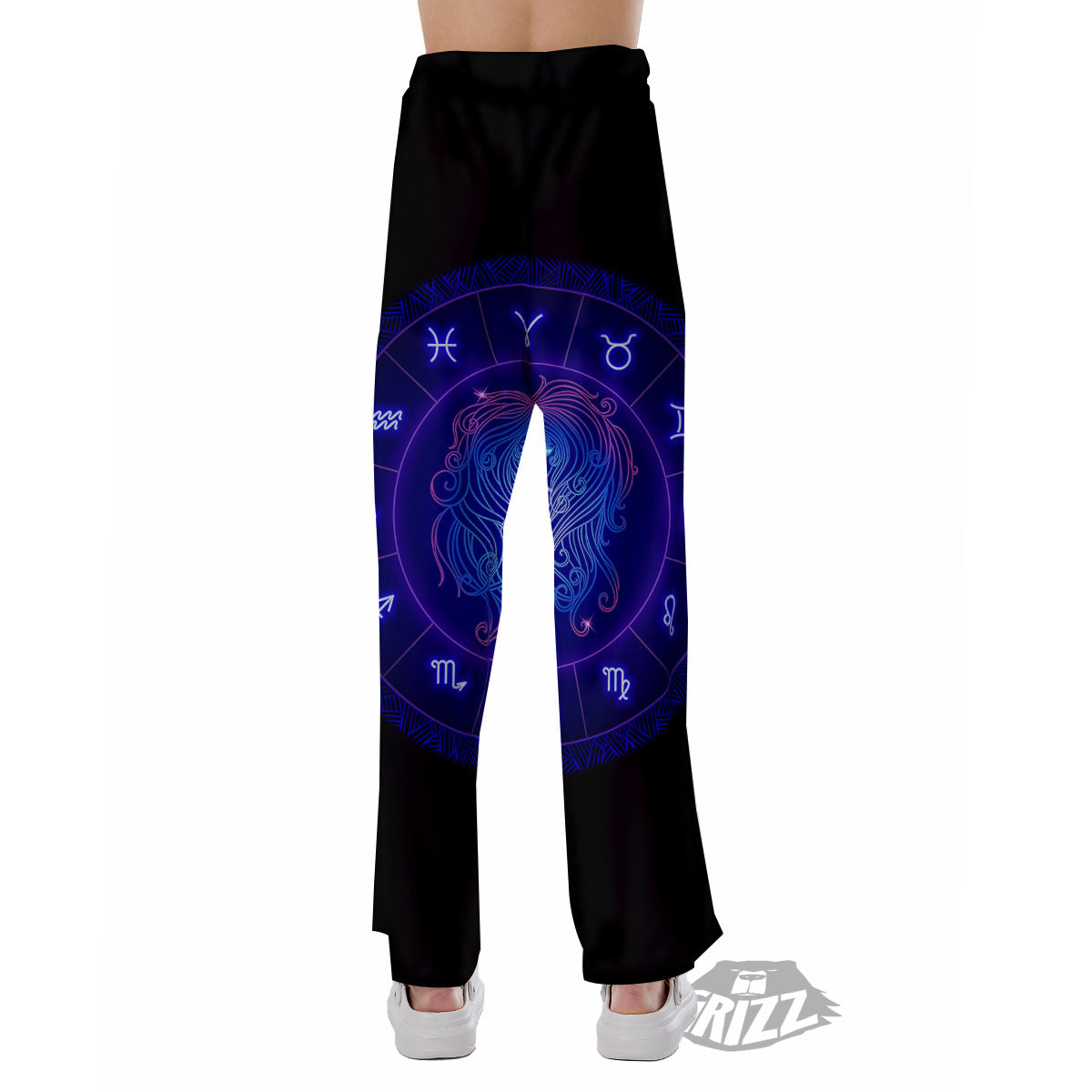 Zodiac Sign Dark Virgo Print Pajama Pants-grizzshop