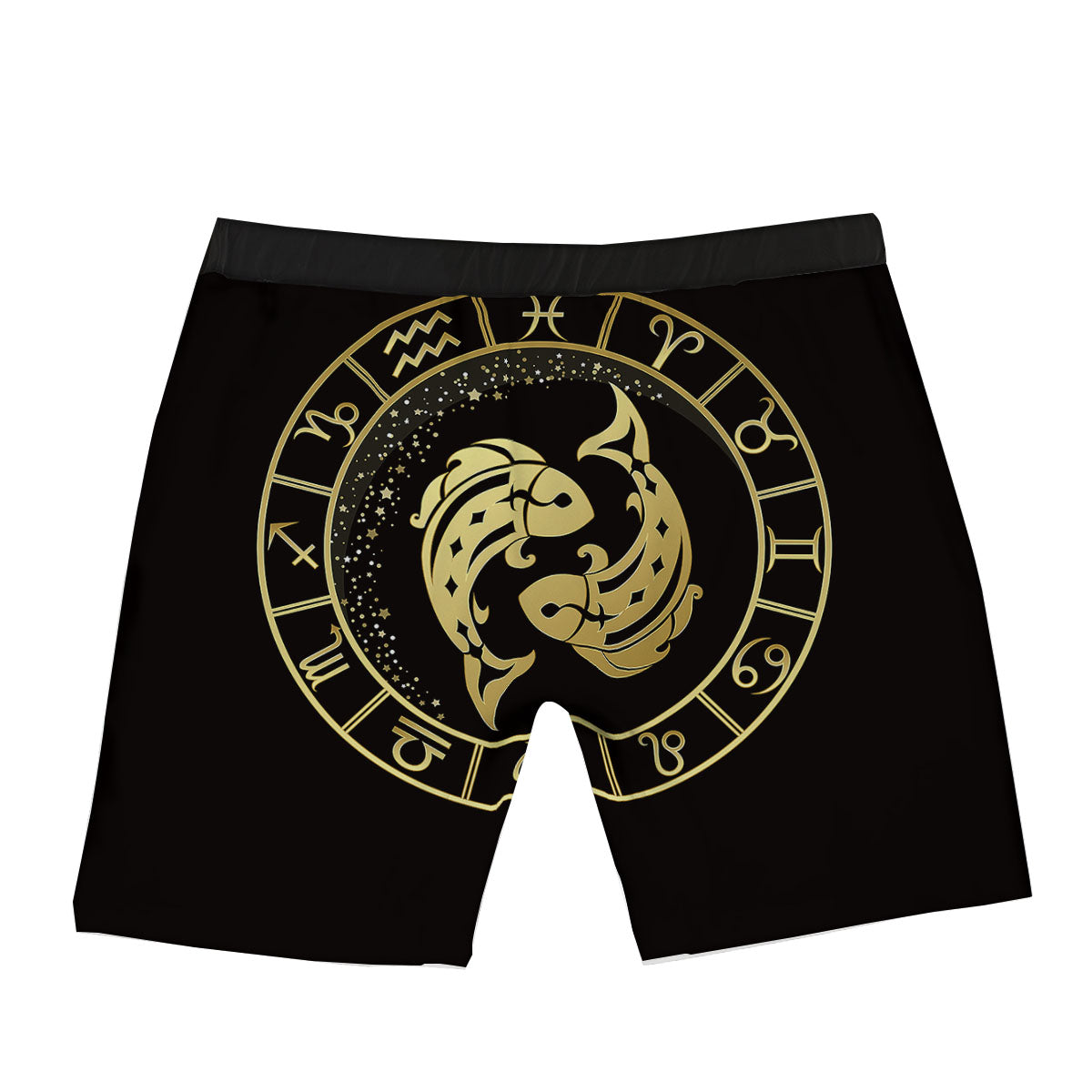 Zodiac Sign Golden Pisces Print Boxer Briefs-grizzshop
