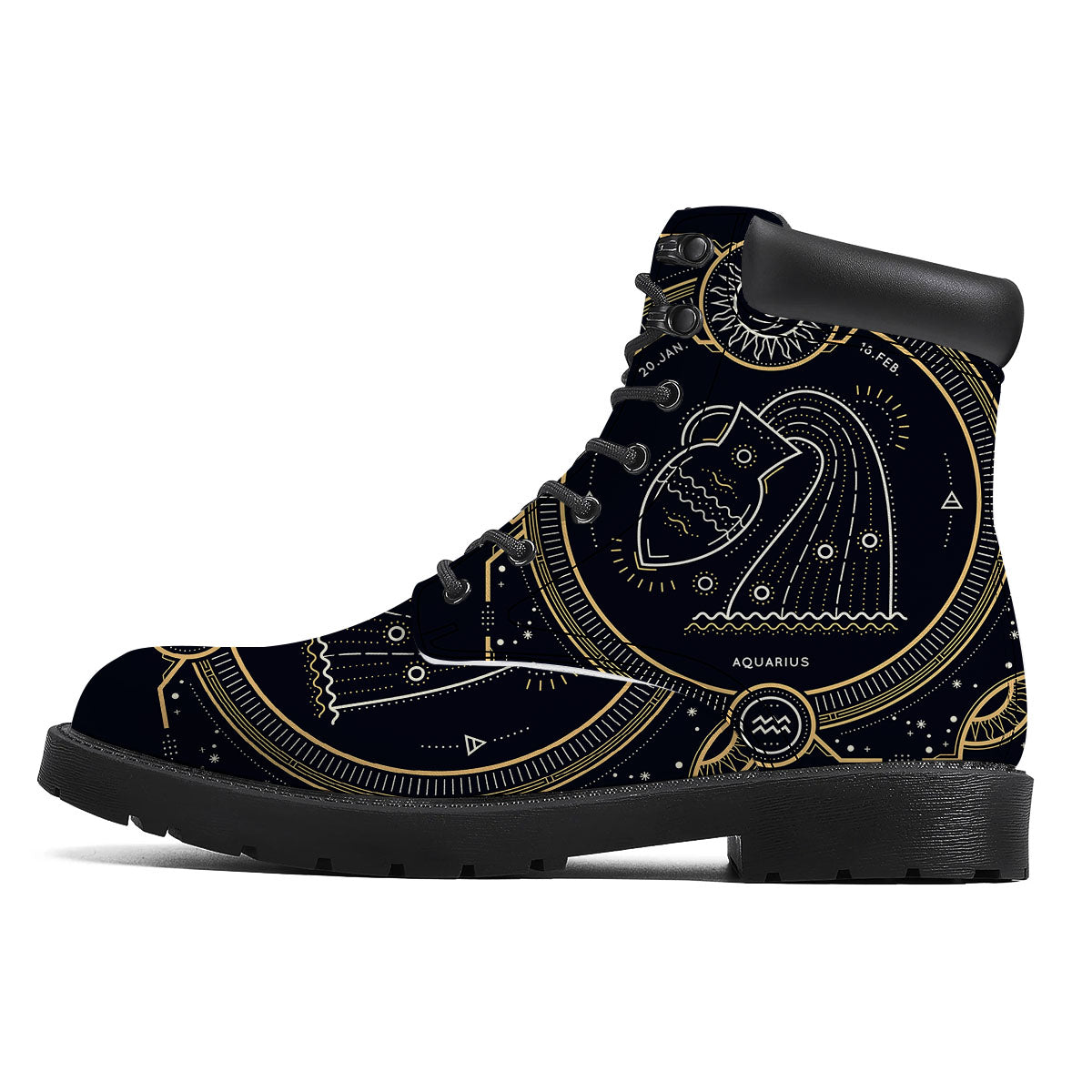 Zodiac Sign Vintage Aquarius Print Boots-grizzshop