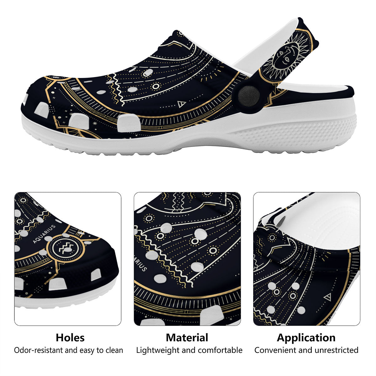 Zodiac Sign Vintage Aquarius Print Clog-grizzshop