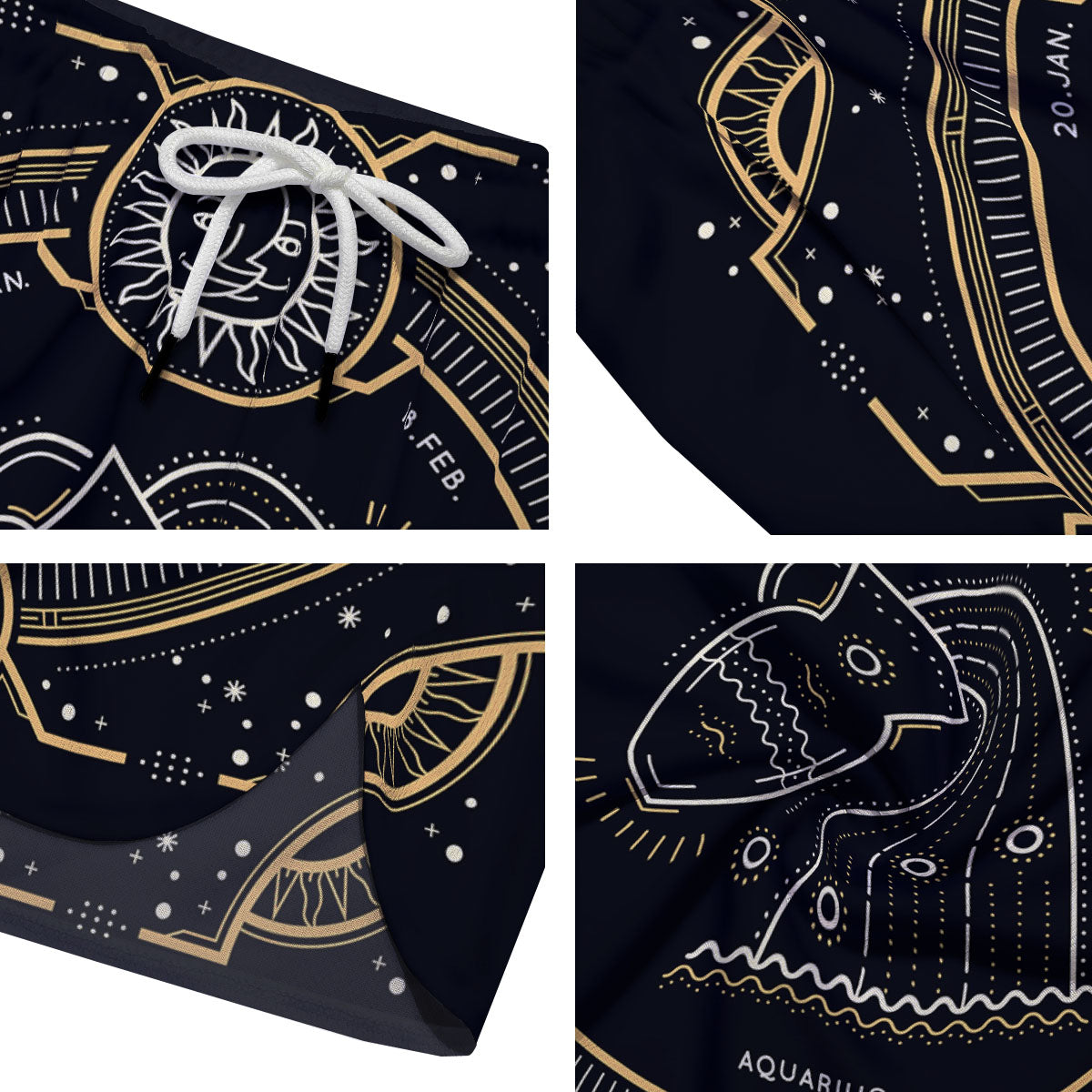 Zodiac Sign Vintage Aquarius Print Men's Running Shorts-grizzshop
