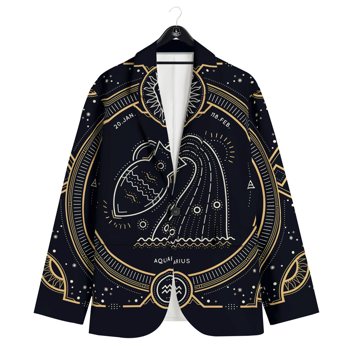 Zodiac Sign Vintage Aquarius Print Men's Sport Coat-grizzshop