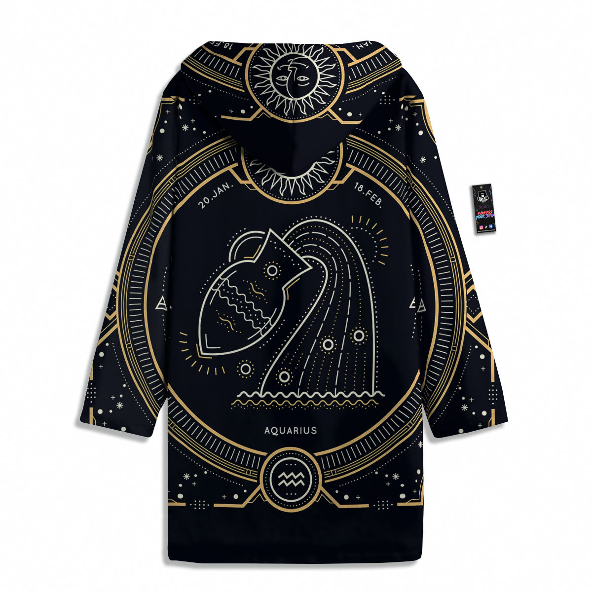 Zodiac Sign Vintage Aquarius Print Men's Windbreaker Jacket-grizzshop