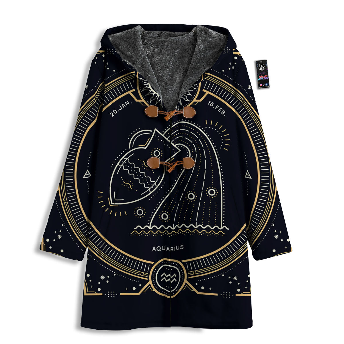 Zodiac Sign Vintage Aquarius Print Men's Windbreaker Jacket-grizzshop