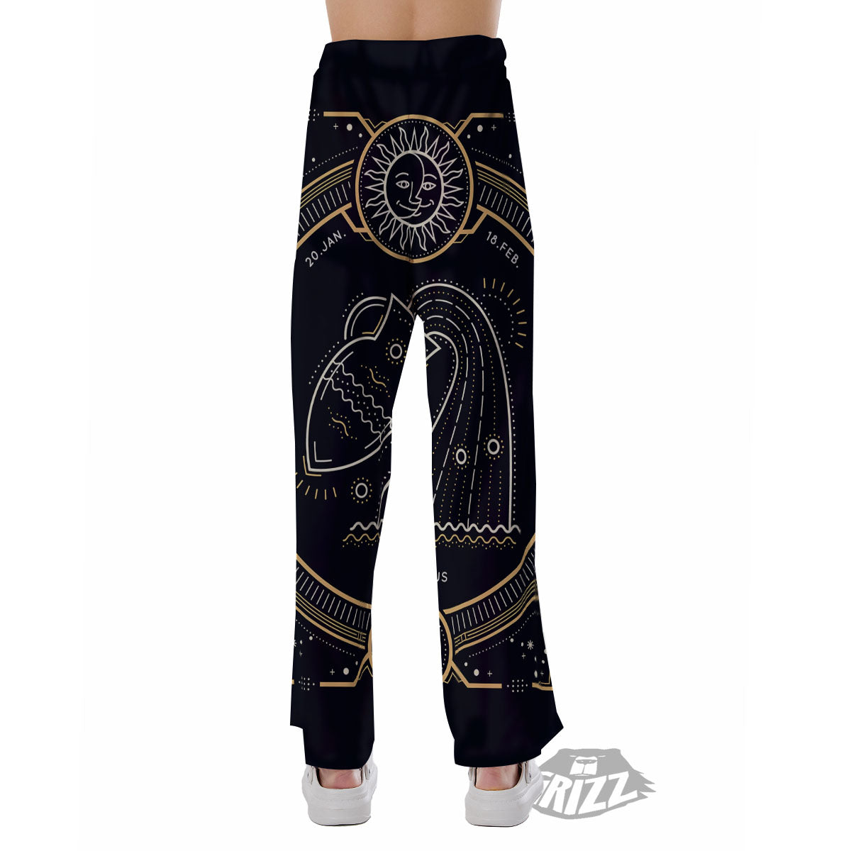 Zodiac Sign Vintage Aquarius Print Pajama Pants-grizzshop