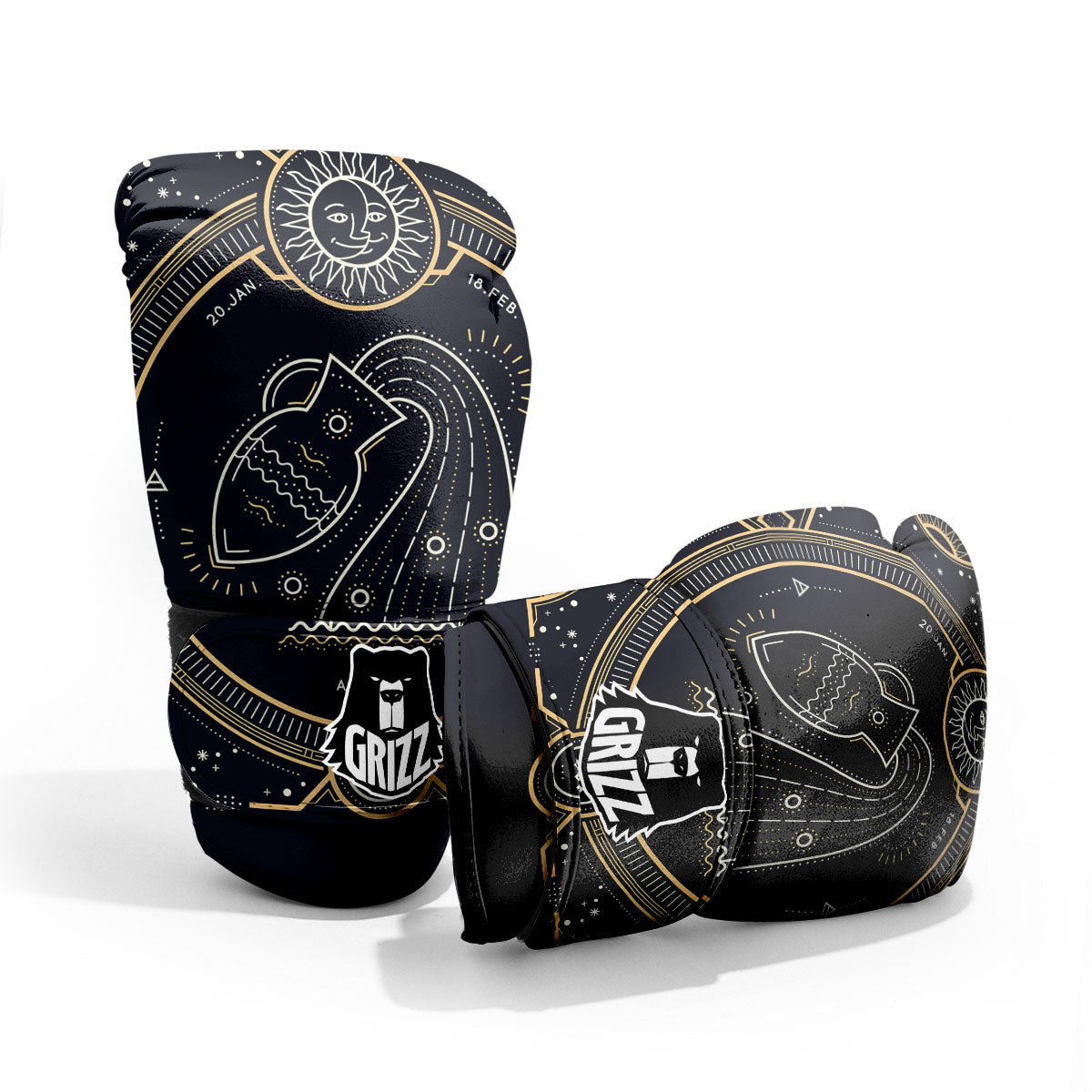 Zodiac Sign Vintage Aquarius Print Pro Boxing Glove