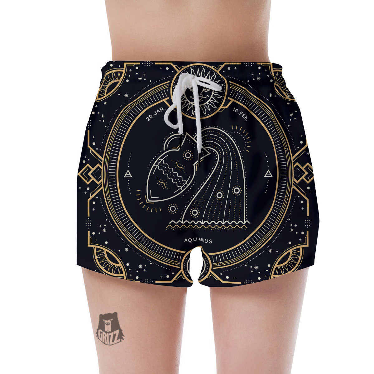 Zodiac Sign Vintage Aquarius Print Women's Shorts-grizzshop