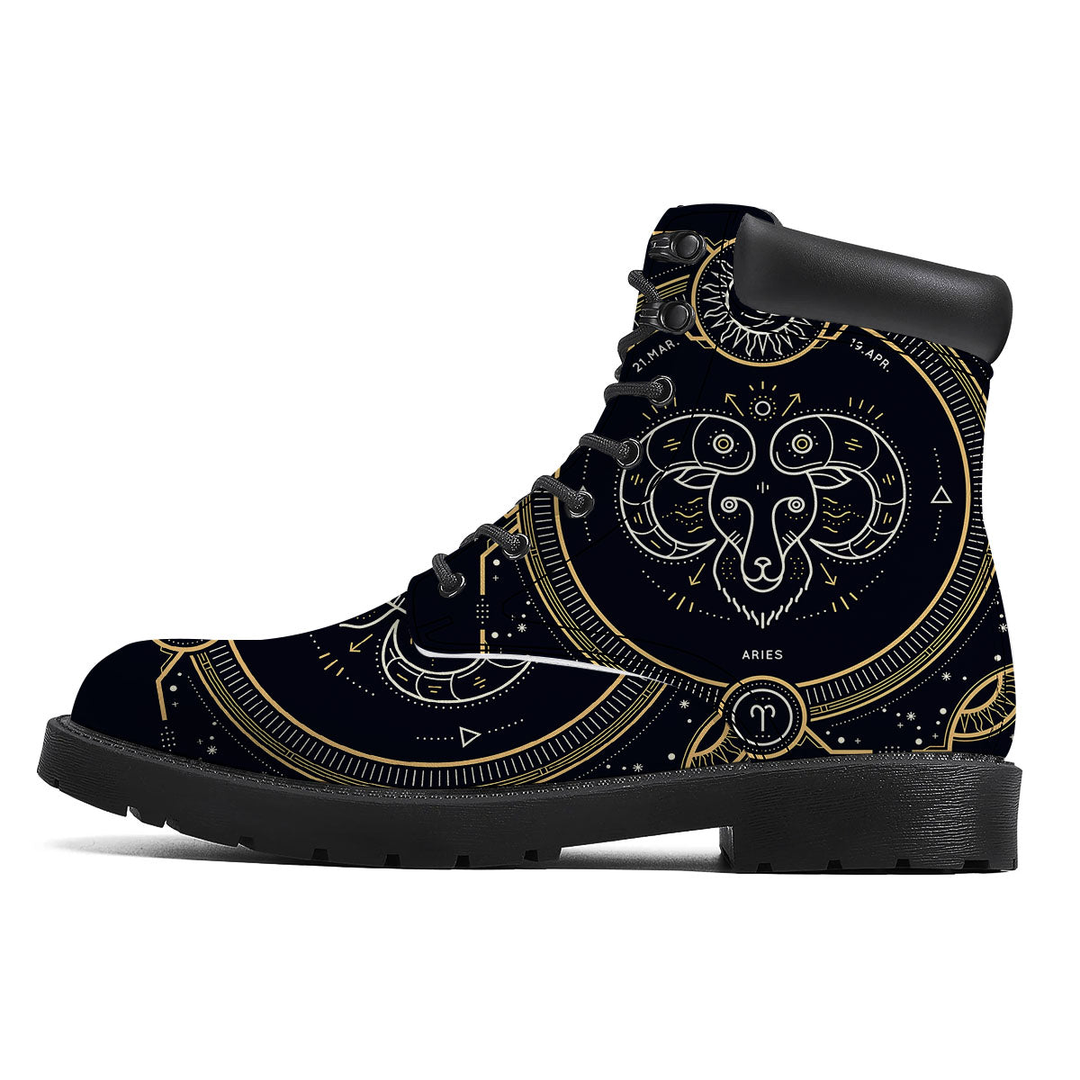 Zodiac Sign Vintage Aries Print Boots-grizzshop