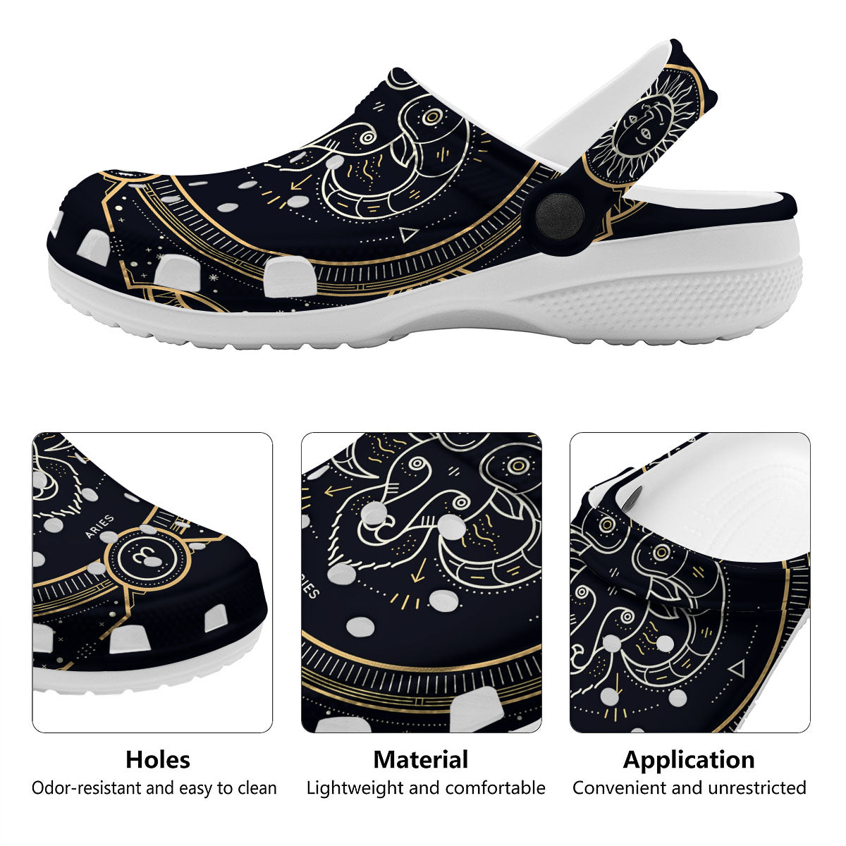 Zodiac Sign Vintage Aries Print Clog-grizzshop