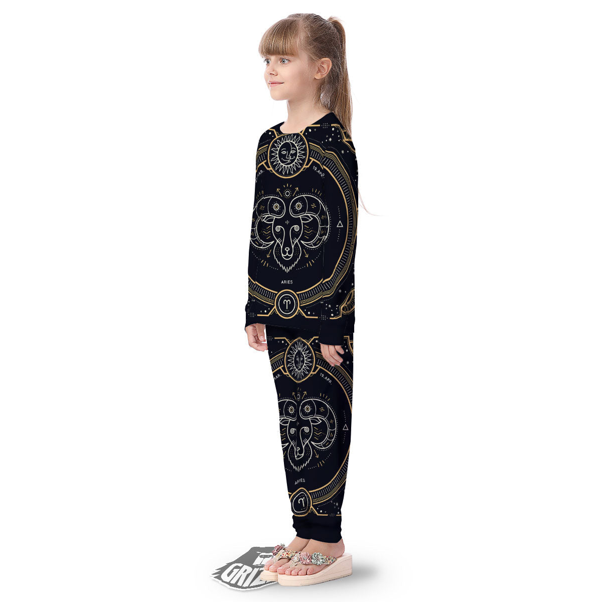 Zodiac Sign Vintage Aries Print Kid's Pajamas-grizzshop