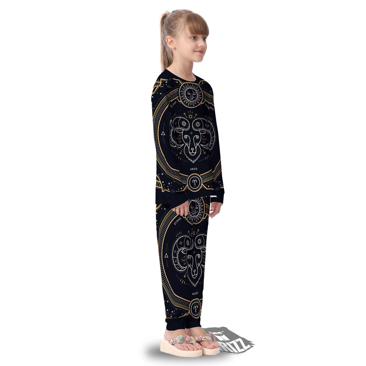 Zodiac Sign Vintage Aries Print Kid's Pajamas-grizzshop