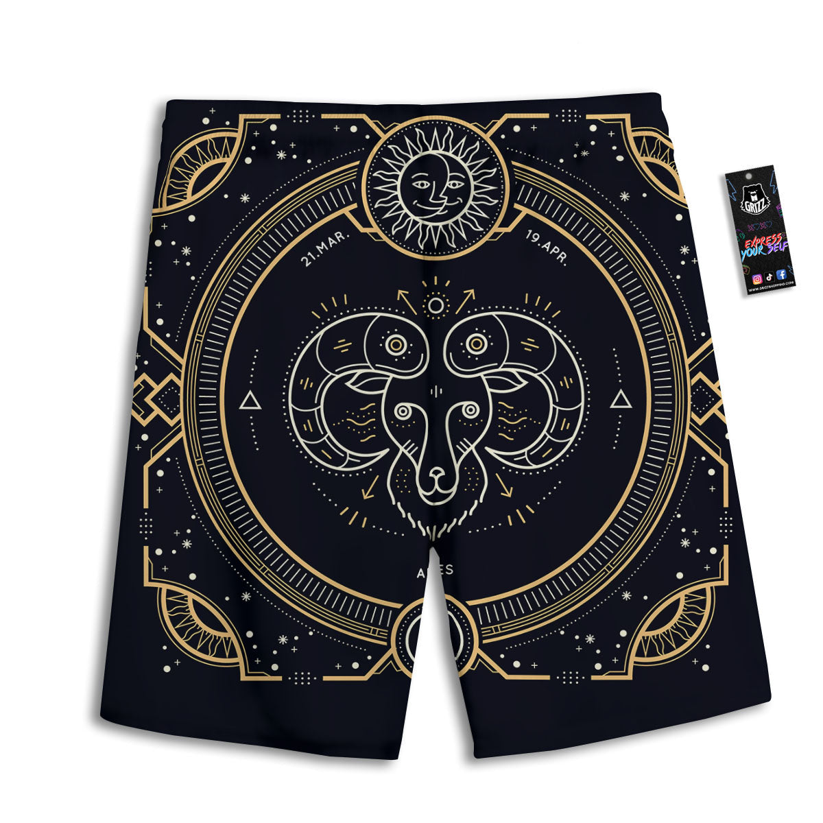 Zodiac Sign Vintage Aries Print Men's Athletic Shorts