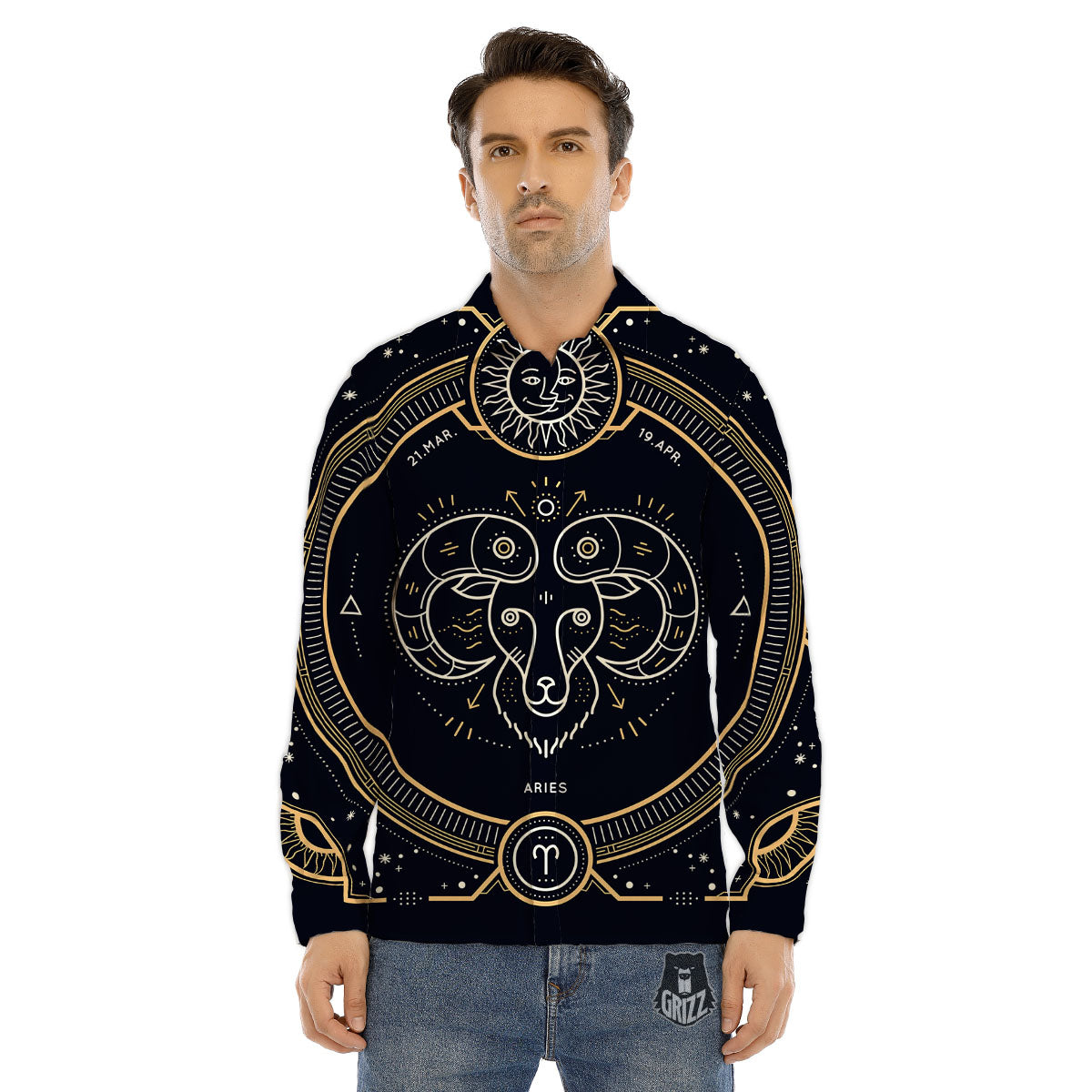 Zodiac Sign Vintage Aries Print Men's Dress Shirts-grizzshop