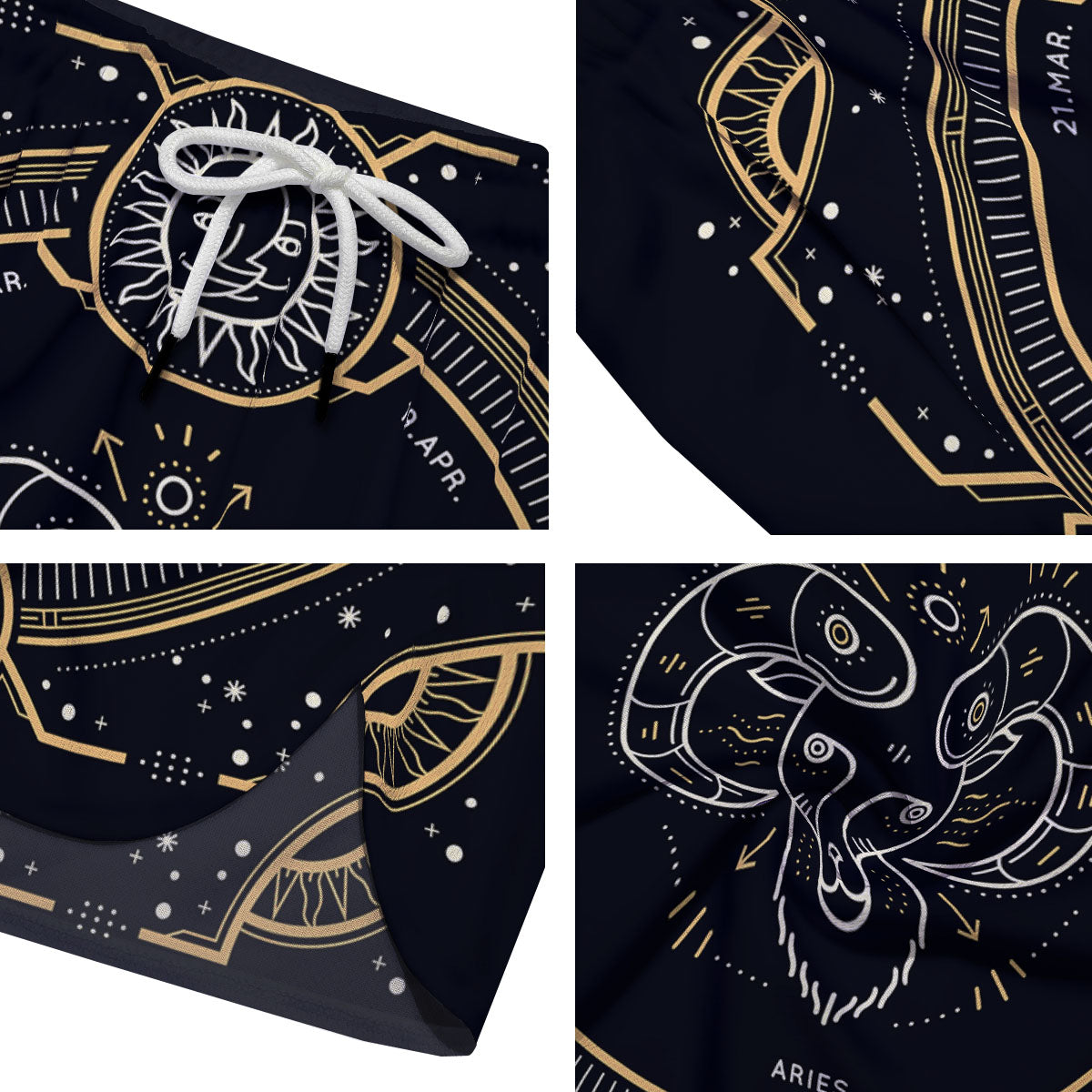 Zodiac Sign Vintage Aries Print Men's Running Shorts-grizzshop