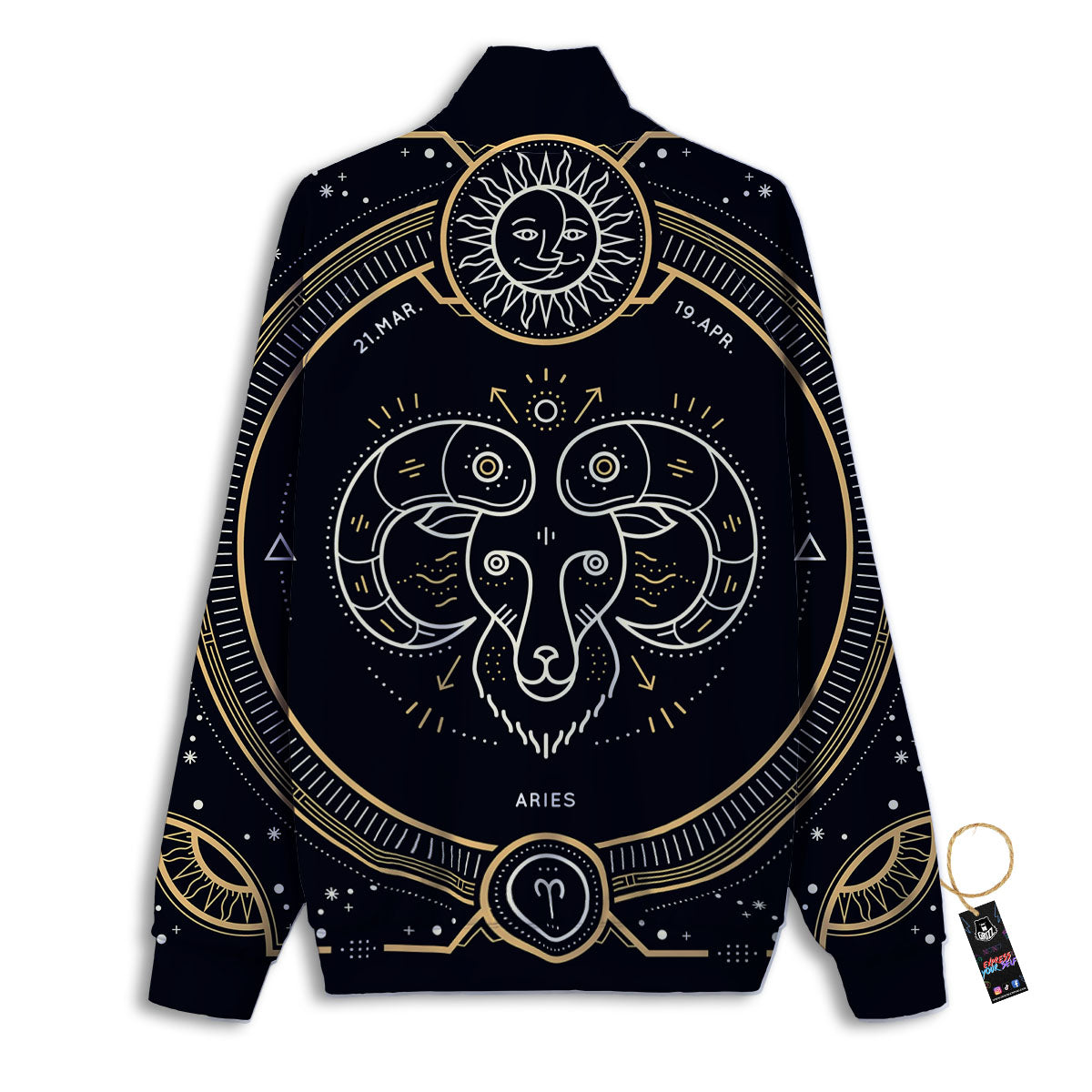 Zodiac Sign Vintage Aries Print Track Jacket-grizzshop
