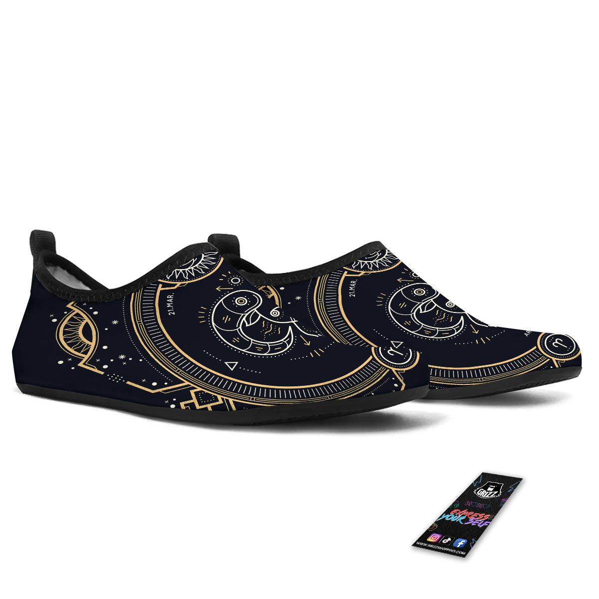 Zodiac Sign Vintage Aries Print Water Shoes-grizzshop