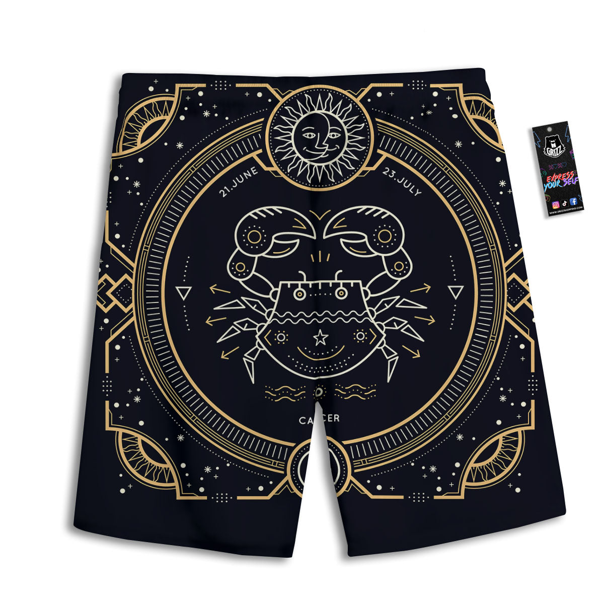 Zodiac Sign Vintage Cancer Print Men's Athletic Shorts