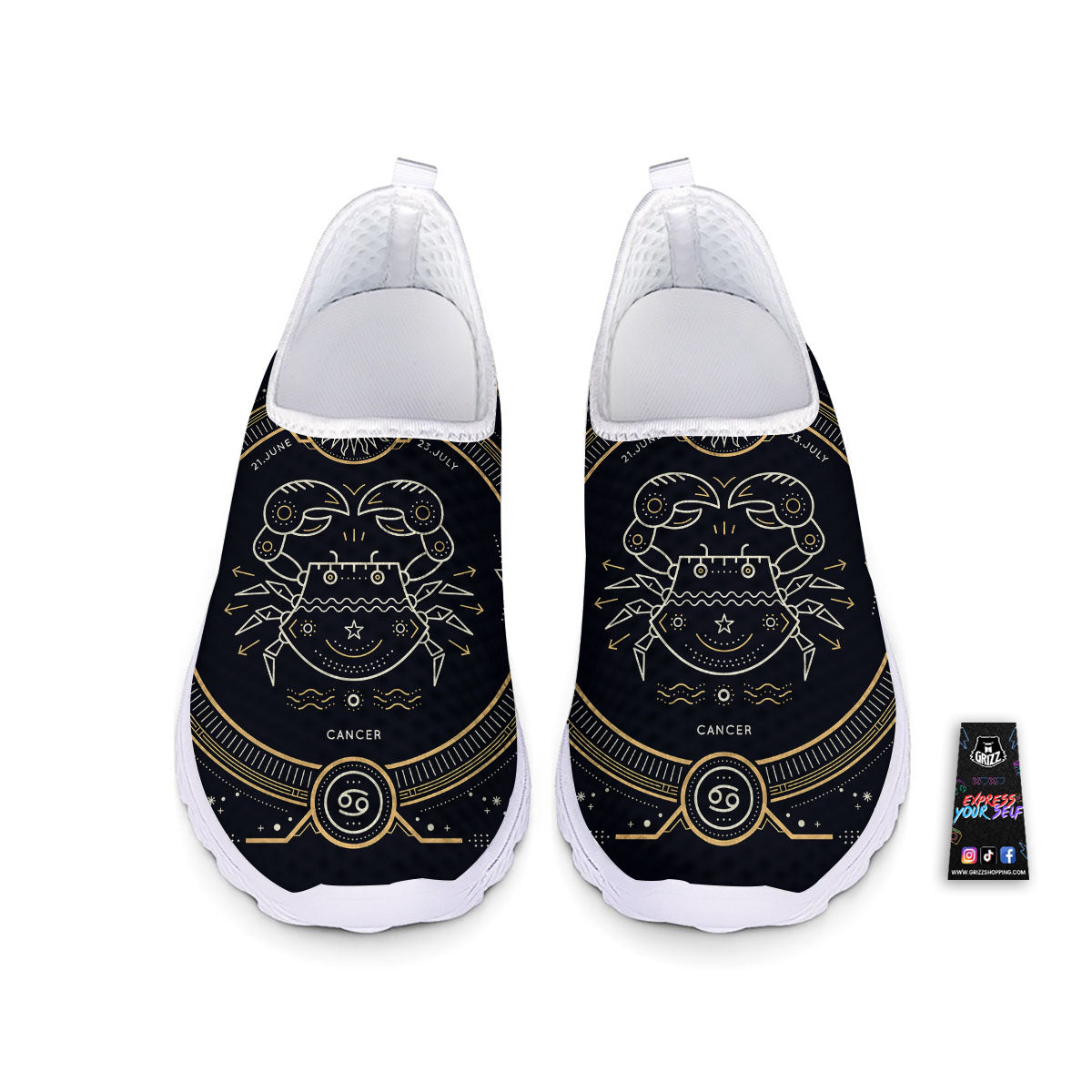 Zodiac Sign Vintage Cancer Print Nurse Shoes-grizzshop