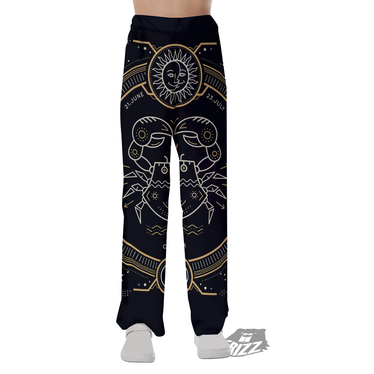 Zodiac Sign Vintage Cancer Print Pajama Pants-grizzshop