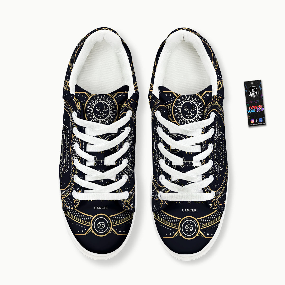 Zodiac Sign Vintage Cancer Print Platform Shoes-grizzshop