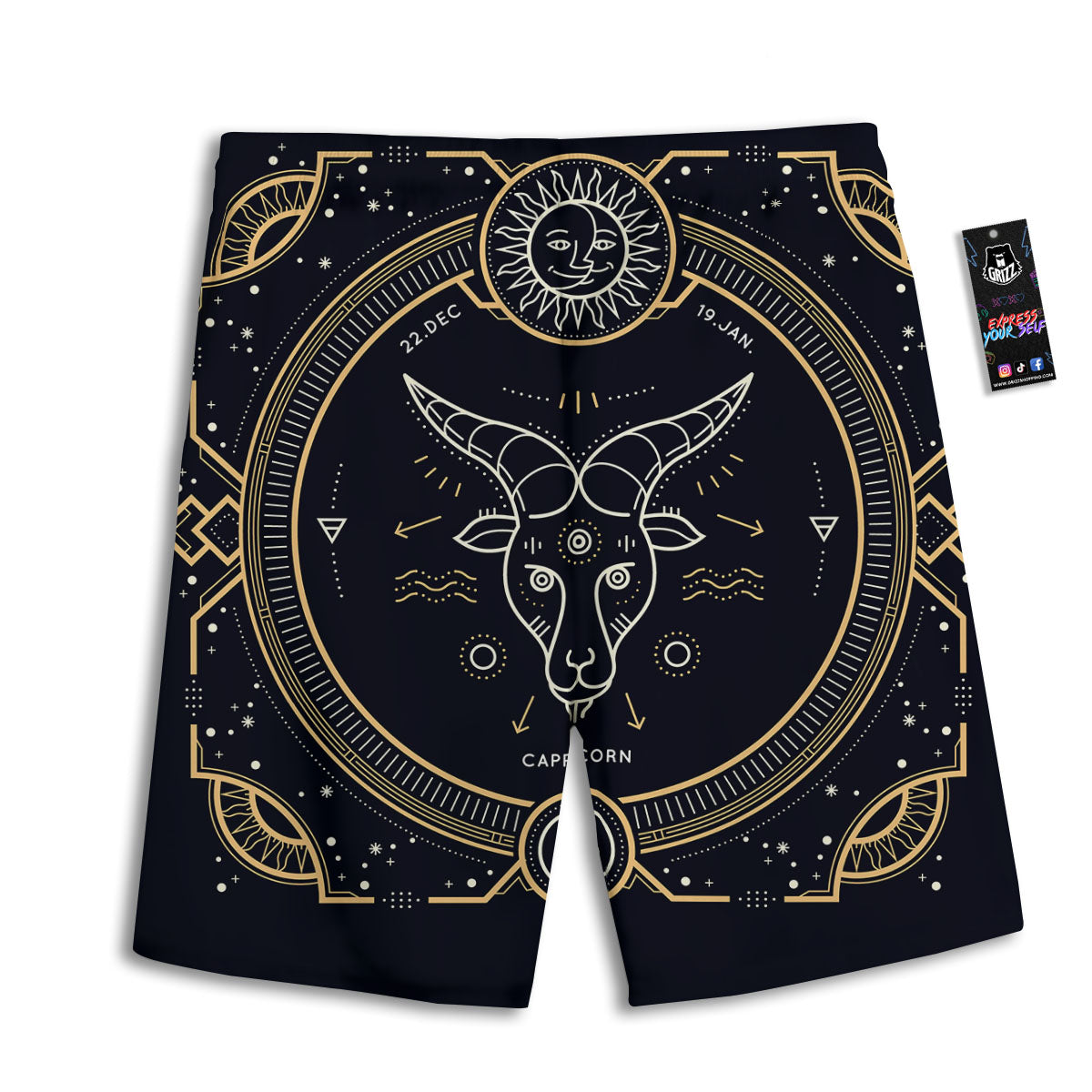 Zodiac Sign Vintage Capricorn Print Men's Athletic Shorts