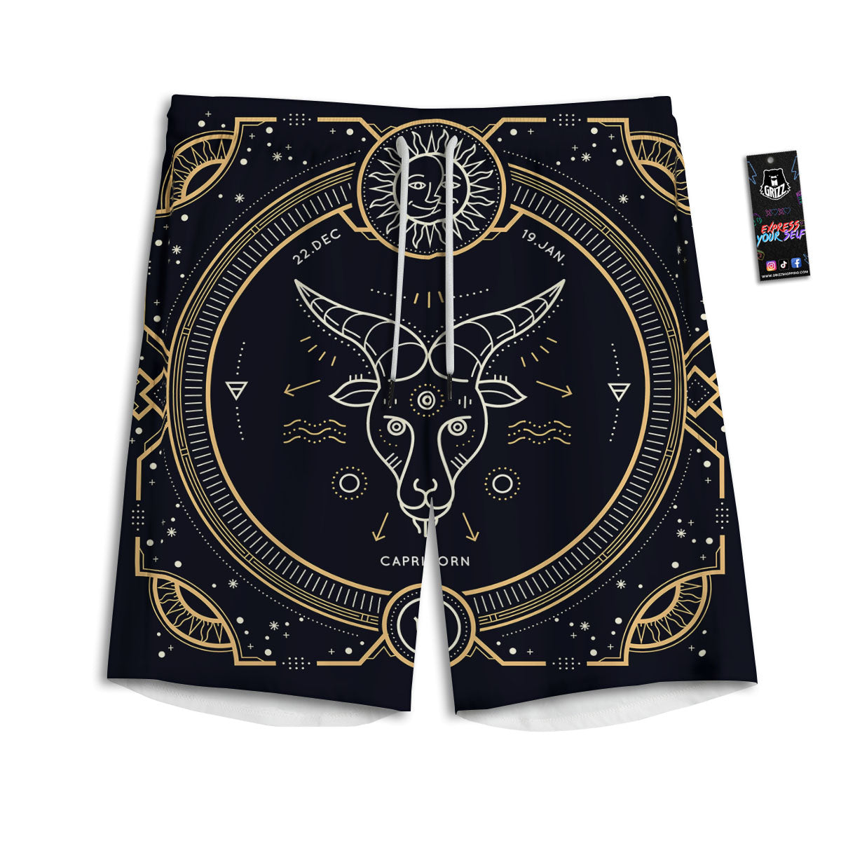 Zodiac Sign Vintage Capricorn Print Men's Athletic Shorts