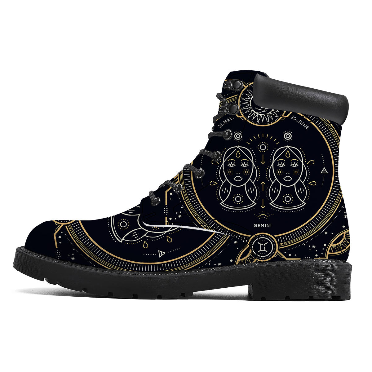 Zodiac Sign Vintage Gemini Print Boots-grizzshop