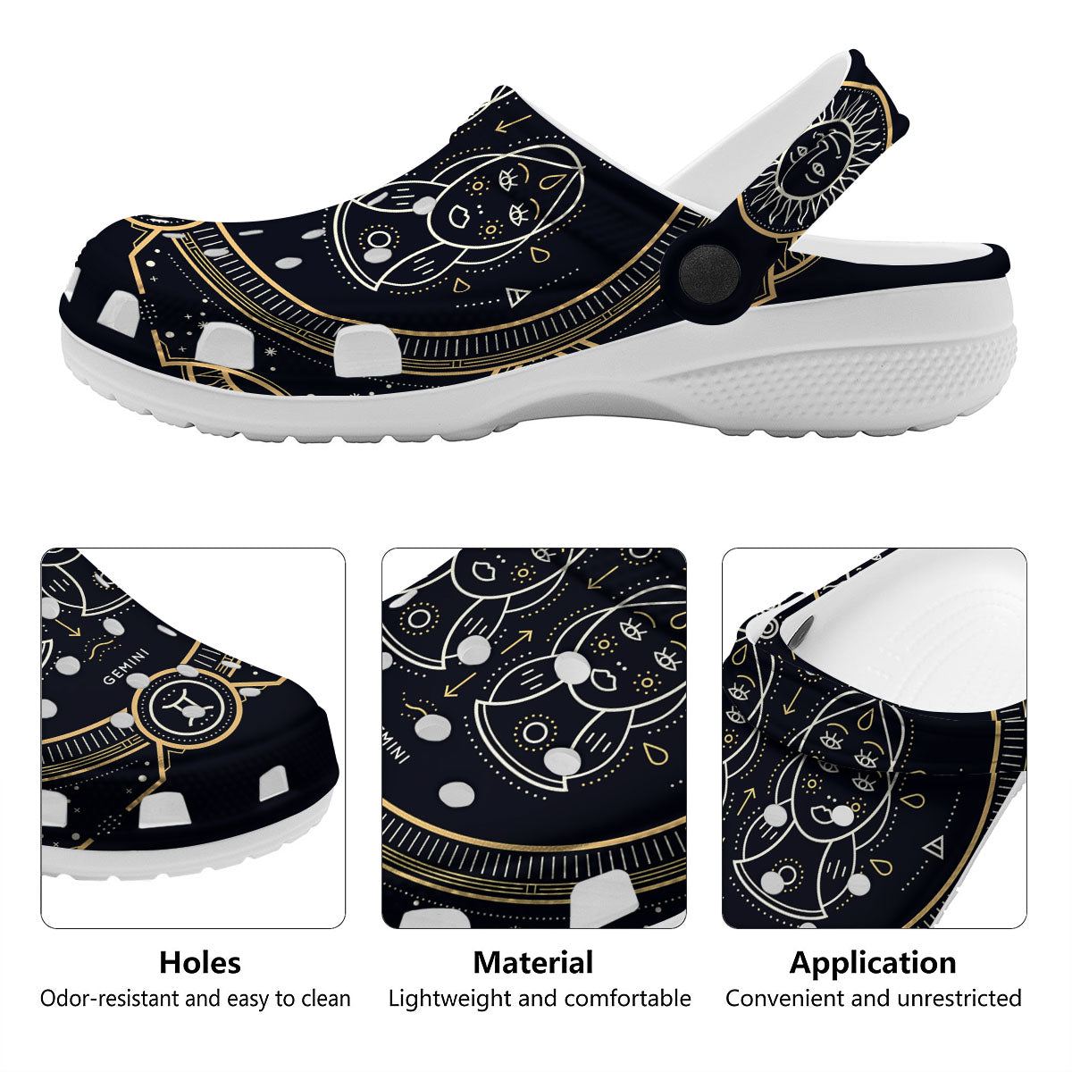 Zodiac Sign Vintage Gemini Print Clog-grizzshop