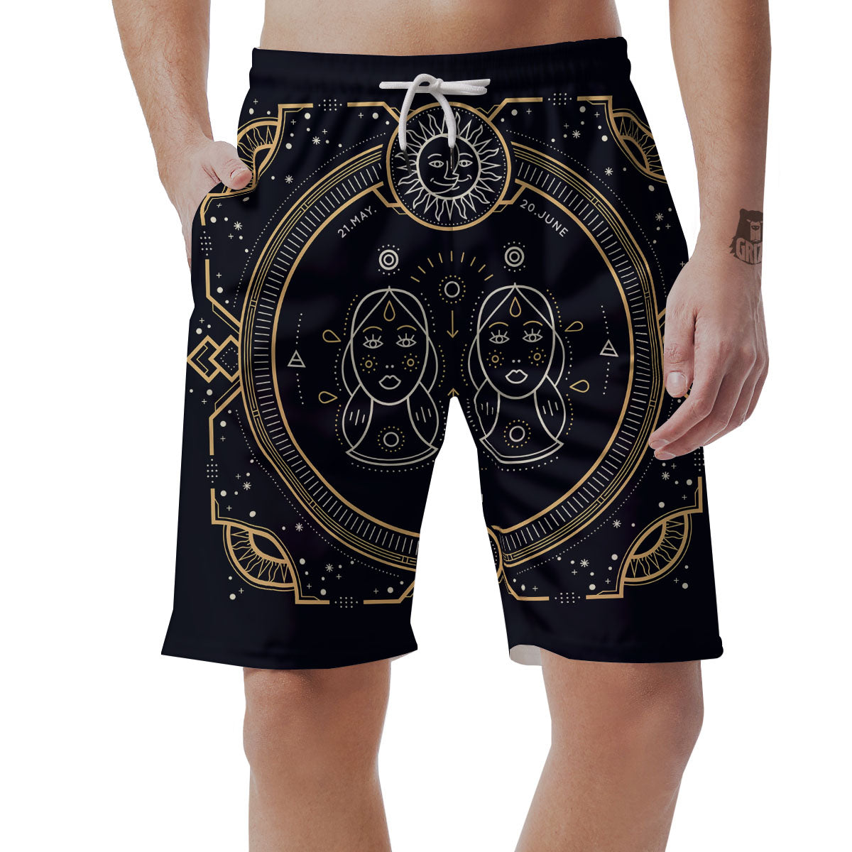 Zodiac Sign Vintage Gemini Print Men's Shorts-grizzshop