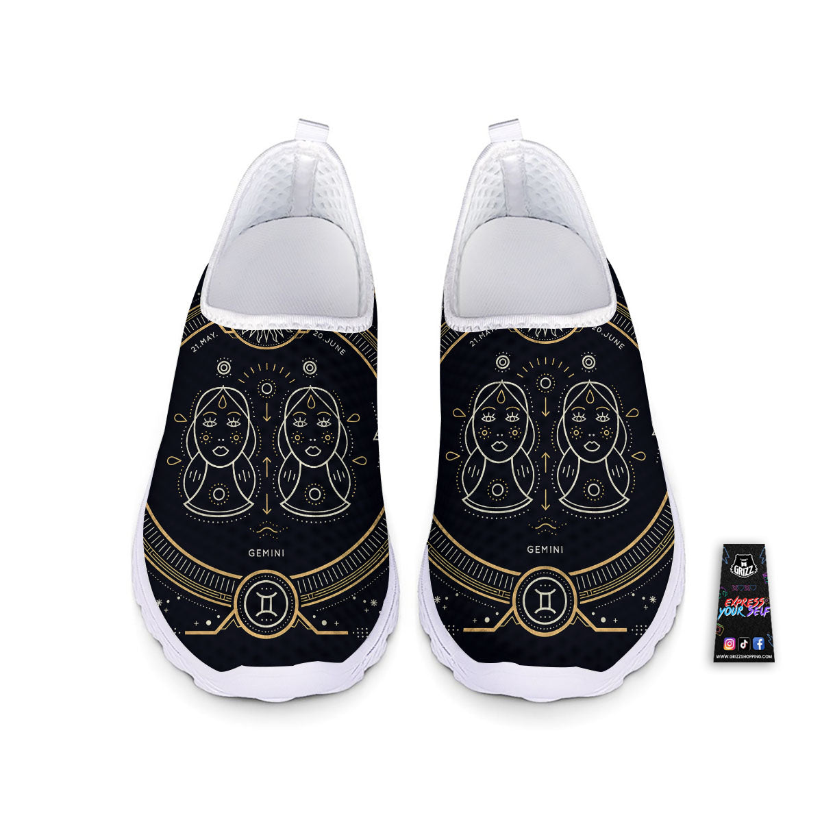 Zodiac Sign Vintage Gemini Print Nurse Shoes-grizzshop