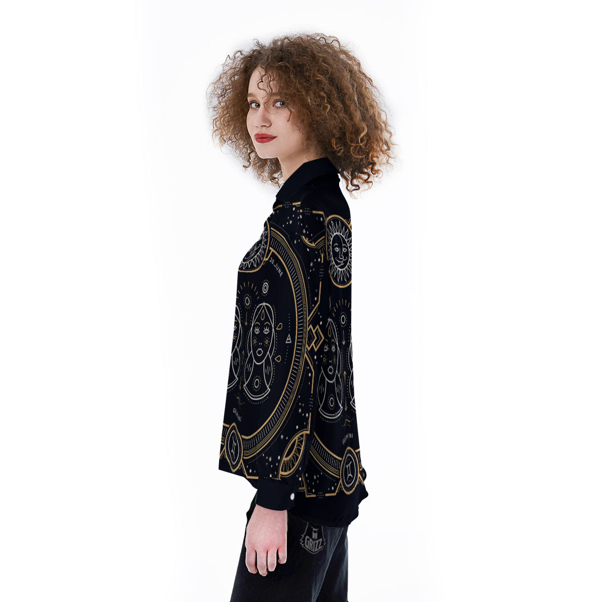 Zodiac Sign Vintage Gemini Print Women's Long Sleeve Shirts-grizzshop