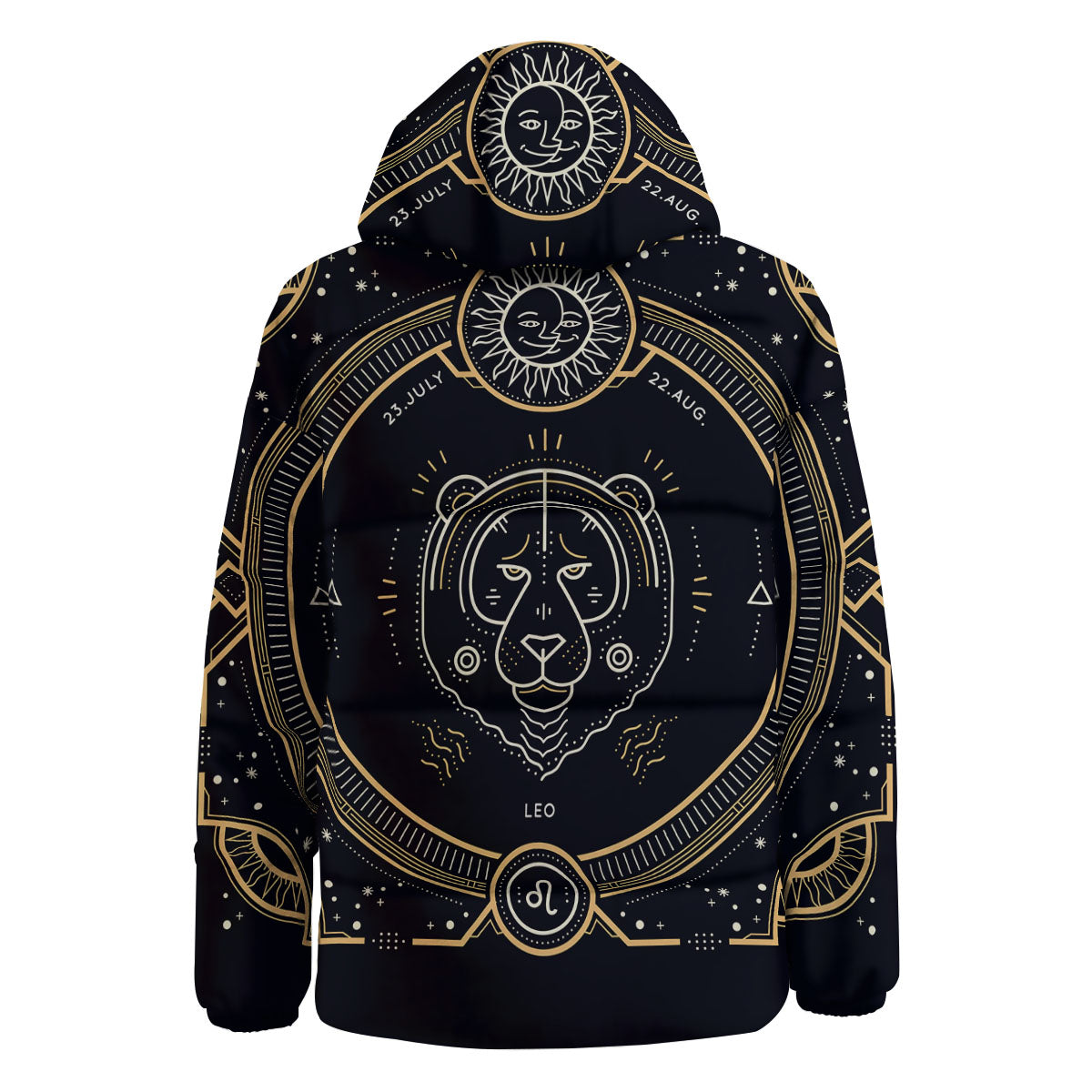 Zodiac Sign Vintage Leo Print Down Jacket-grizzshop