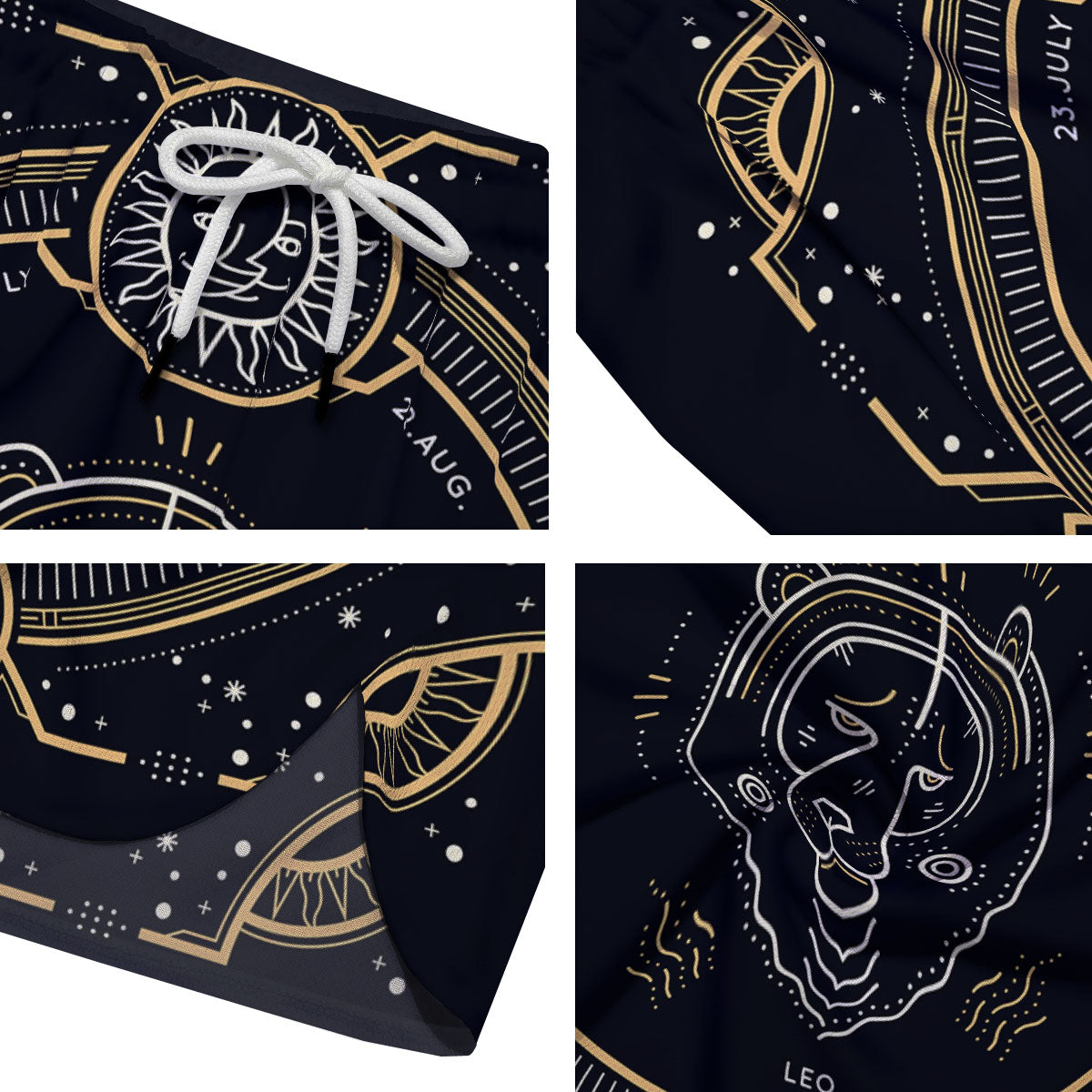 Zodiac Sign Vintage Leo Print Men's Running Shorts-grizzshop