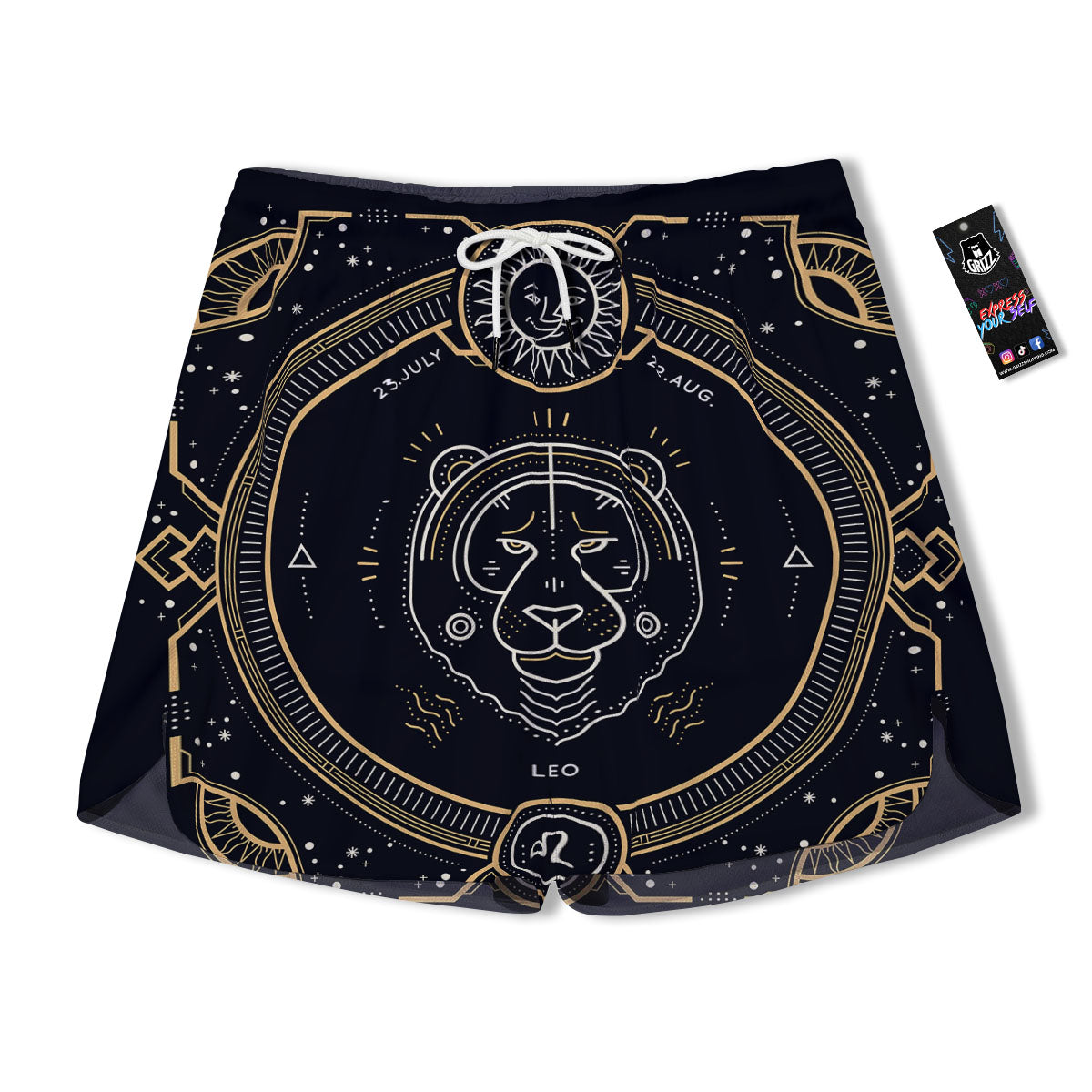 Zodiac Sign Vintage Leo Print Men's Running Shorts-grizzshop