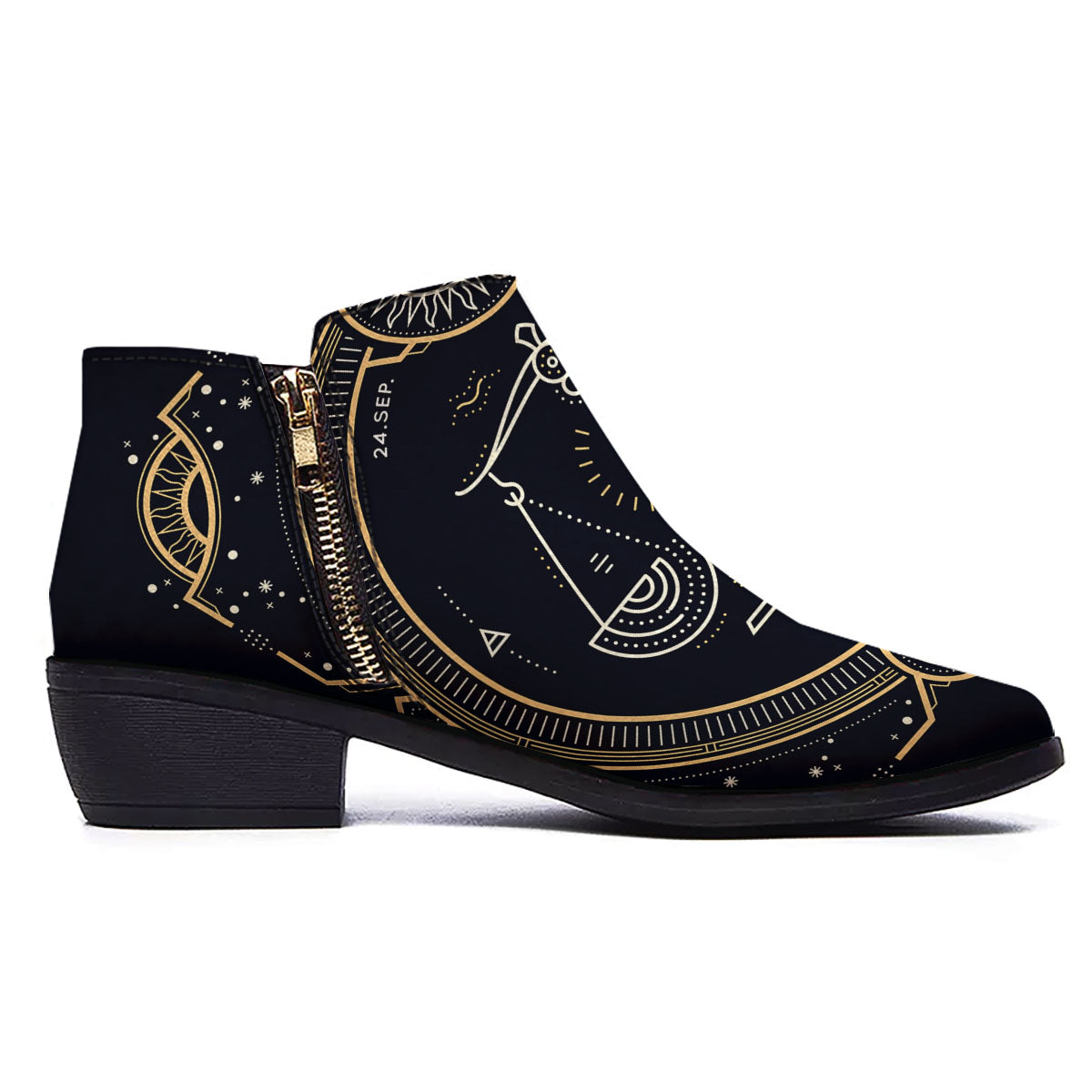 Zodiac Sign Vintage Libra Print Ankle Boots-grizzshop