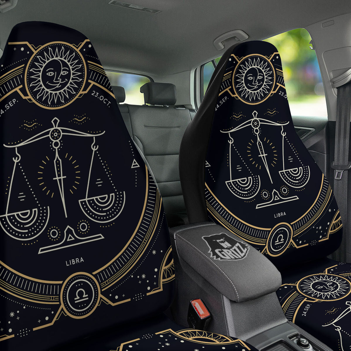 Zodiac Sign Vintage Libra Print Car Seat Covers-grizzshop