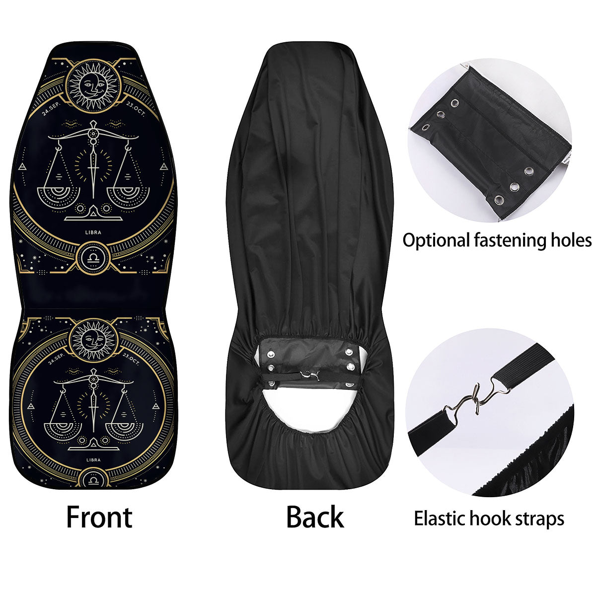 Zodiac Sign Vintage Libra Print Car Seat Covers-grizzshop