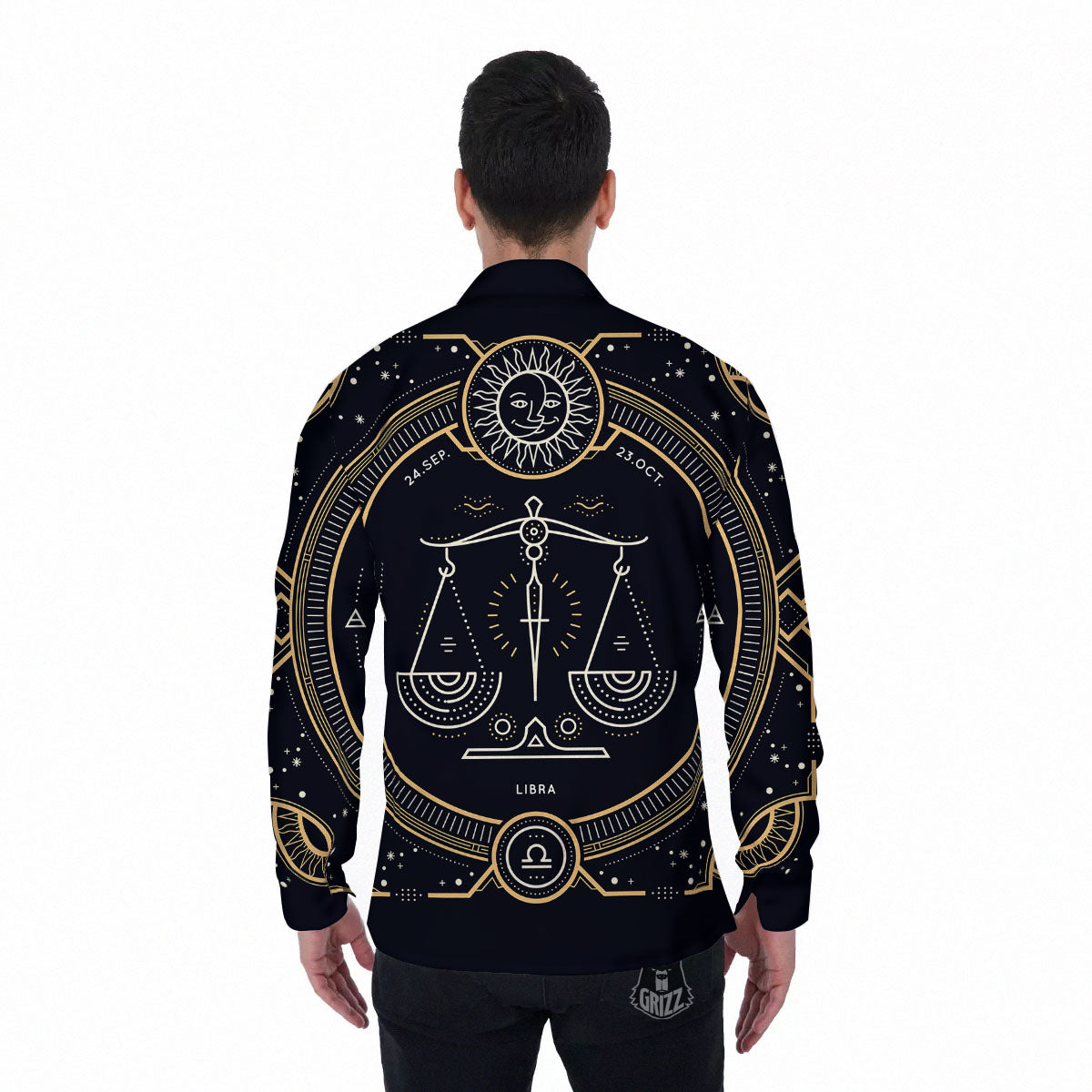 Zodiac Sign Vintage Libra Print Men's Long Sleeve Shirts-grizzshop