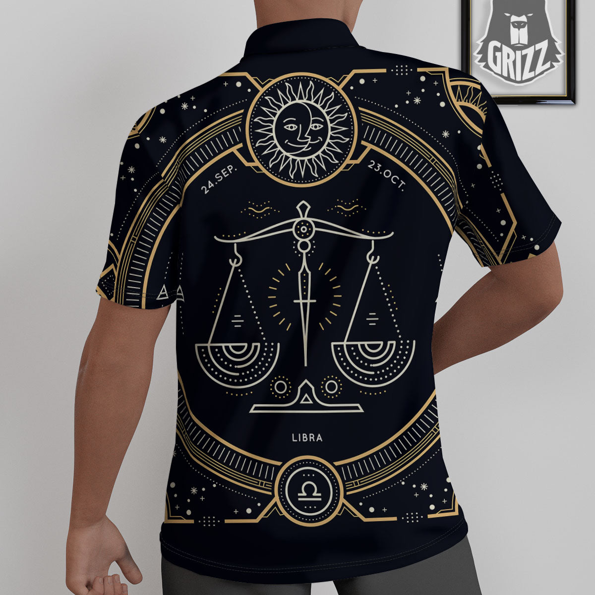 Zodiac Sign Vintage Libra Print Untucked Shirts-grizzshop