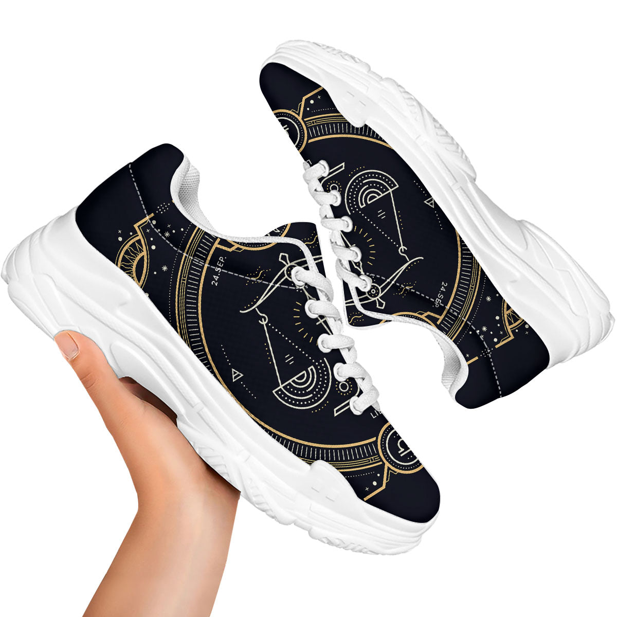 Zodiac Sign Vintage Libra Print White Chunky Shoes-grizzshop