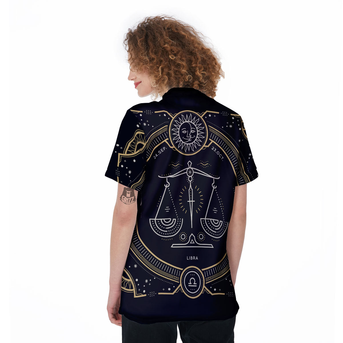 Zodiac Sign Vintage Libra Print Women's Golf Shirts-grizzshop
