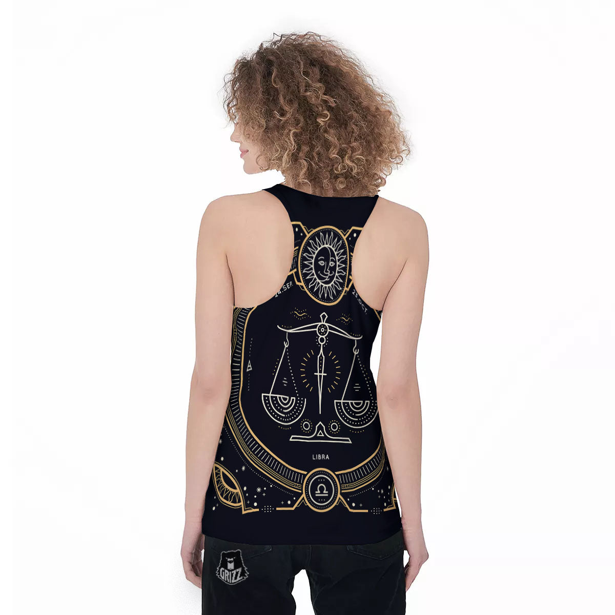 Zodiac Sign Vintage Libra Print Women's Racerback Tank Top-grizzshop