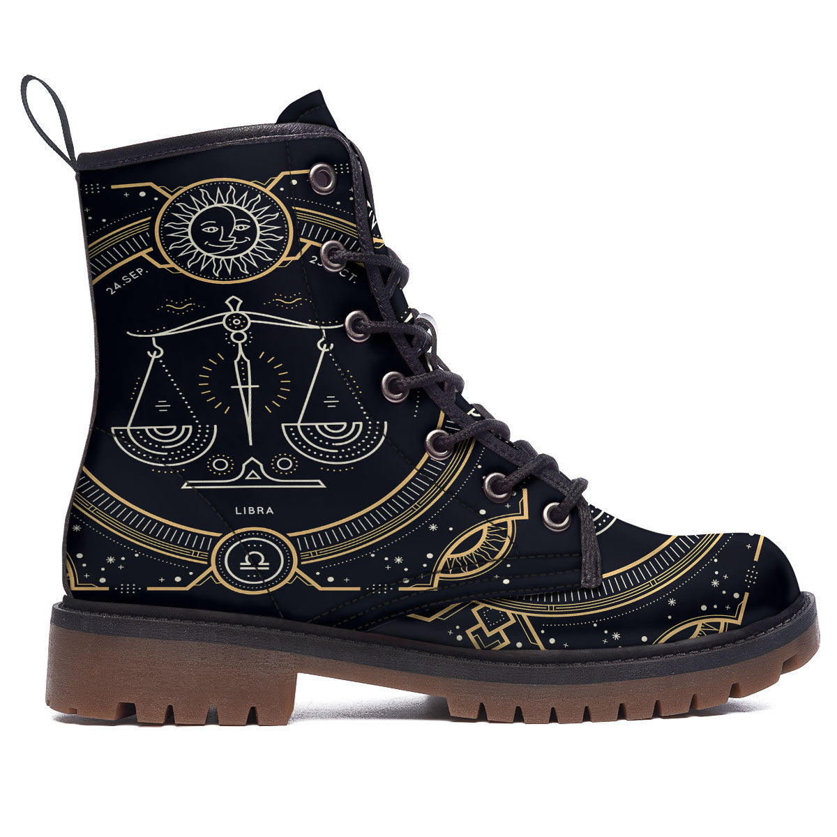 Zodiac Sign Vintage Libra Print Work Boots-grizzshop