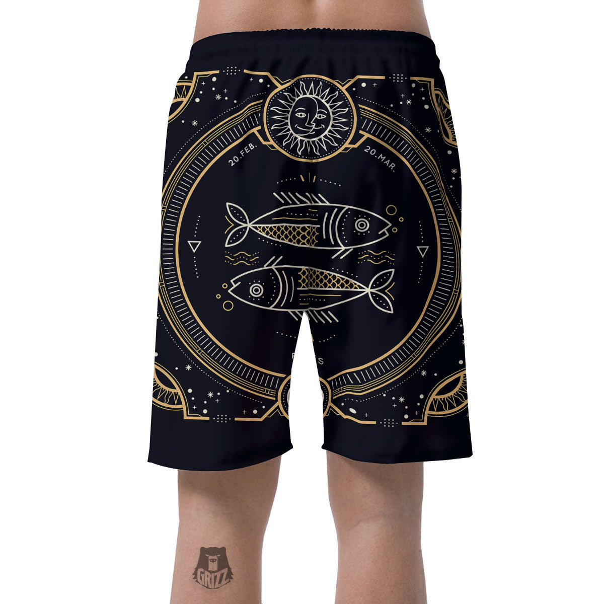 Zodiac Sign Vintage Pisces Print Men's Shorts-grizzshop