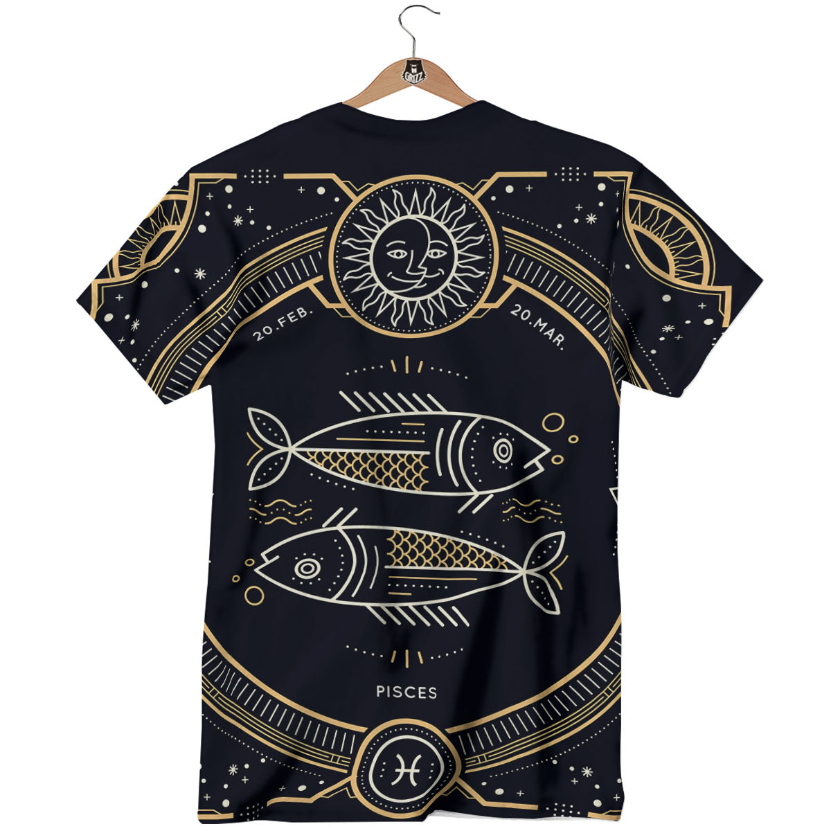 Zodiac Sign Vintage Pisces Print T-Shirt-grizzshop