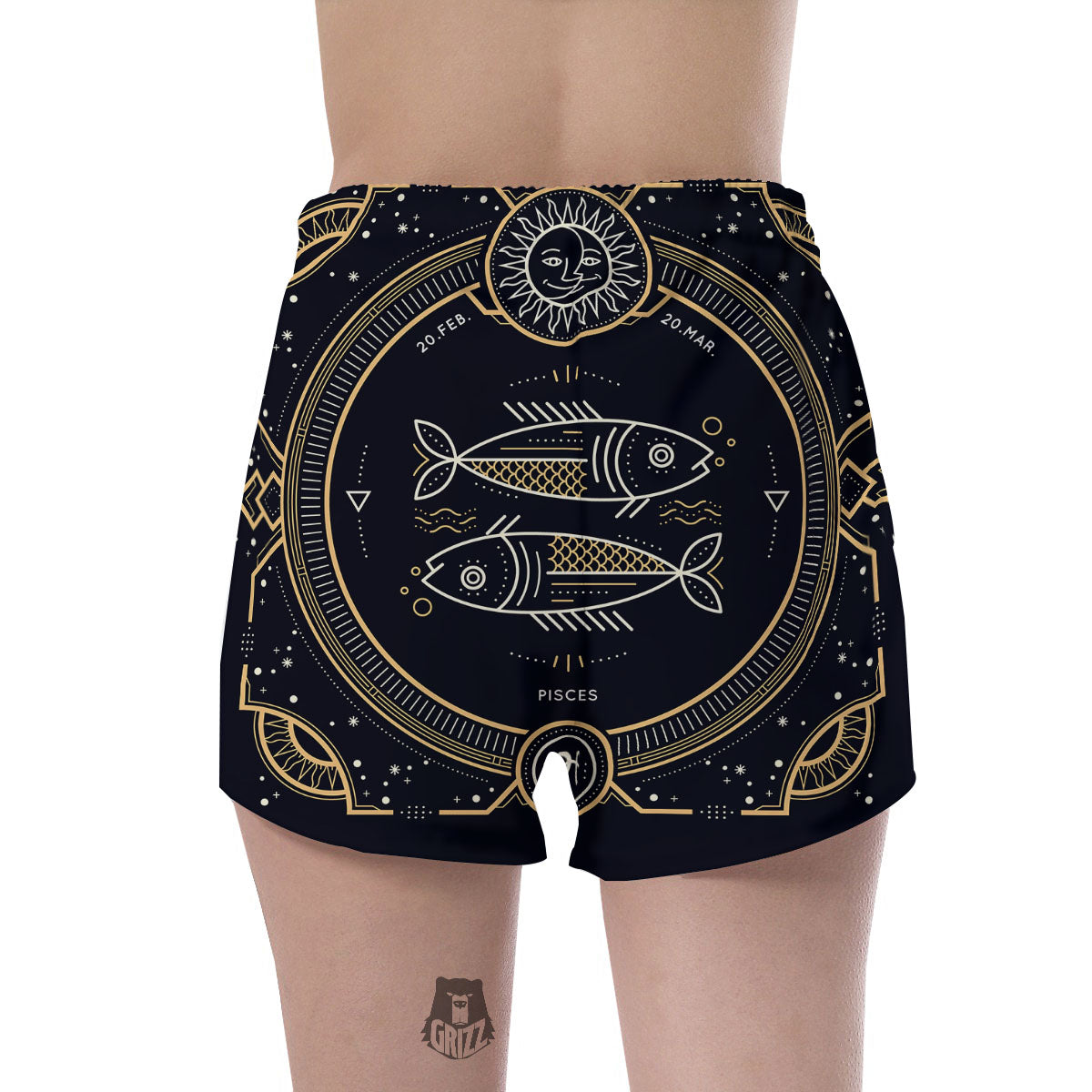 Zodiac Sign Vintage Pisces Print Women's Shorts-grizzshop