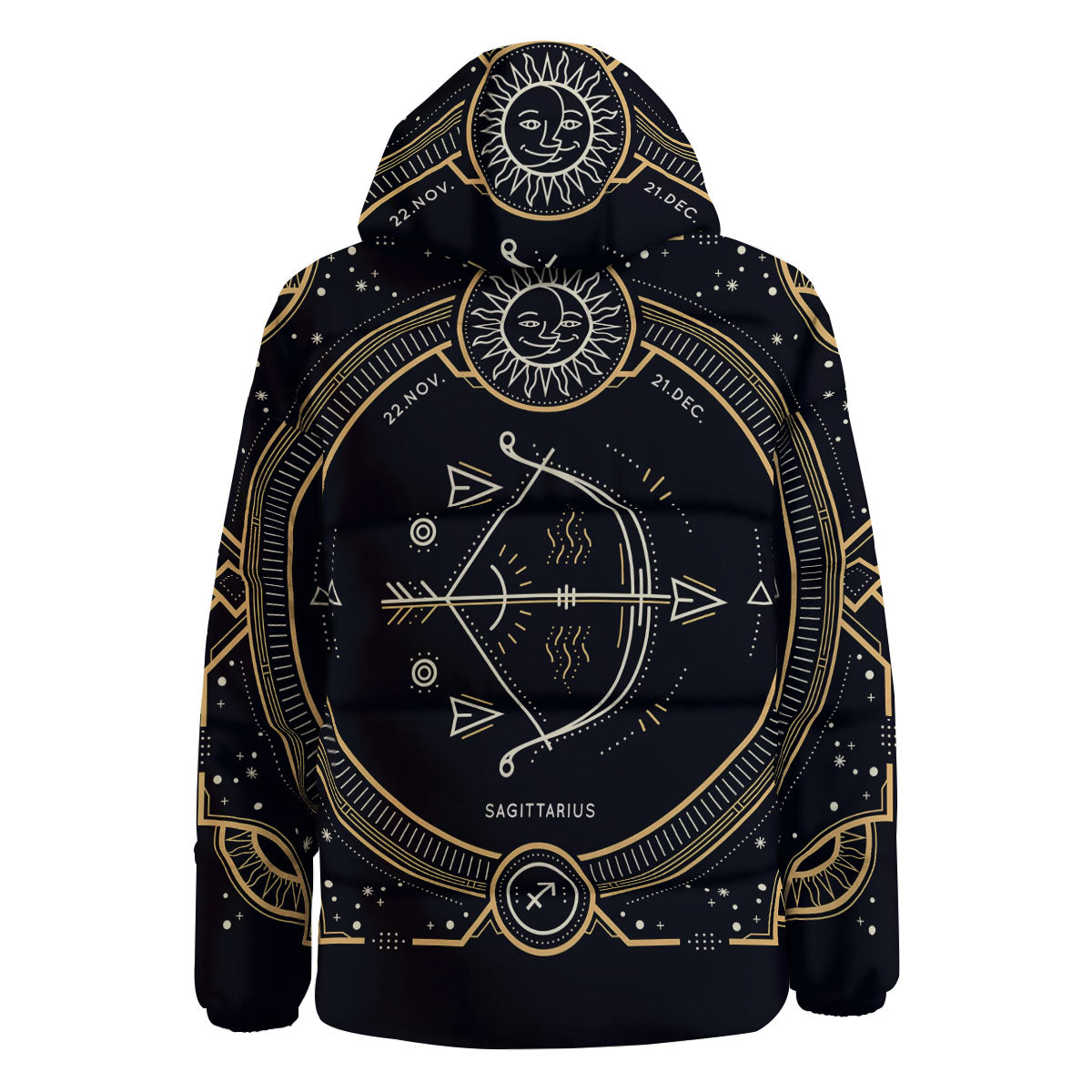 Zodiac Sign Vintage Sagittarius Print Down Jacket-grizzshop