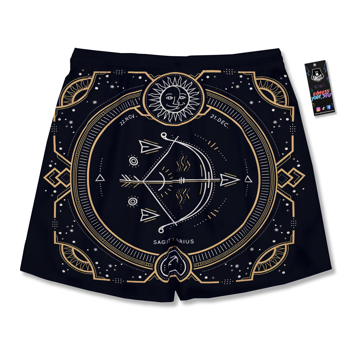Zodiac Sign Vintage Sagittarius Print Men's Running Shorts-grizzshop