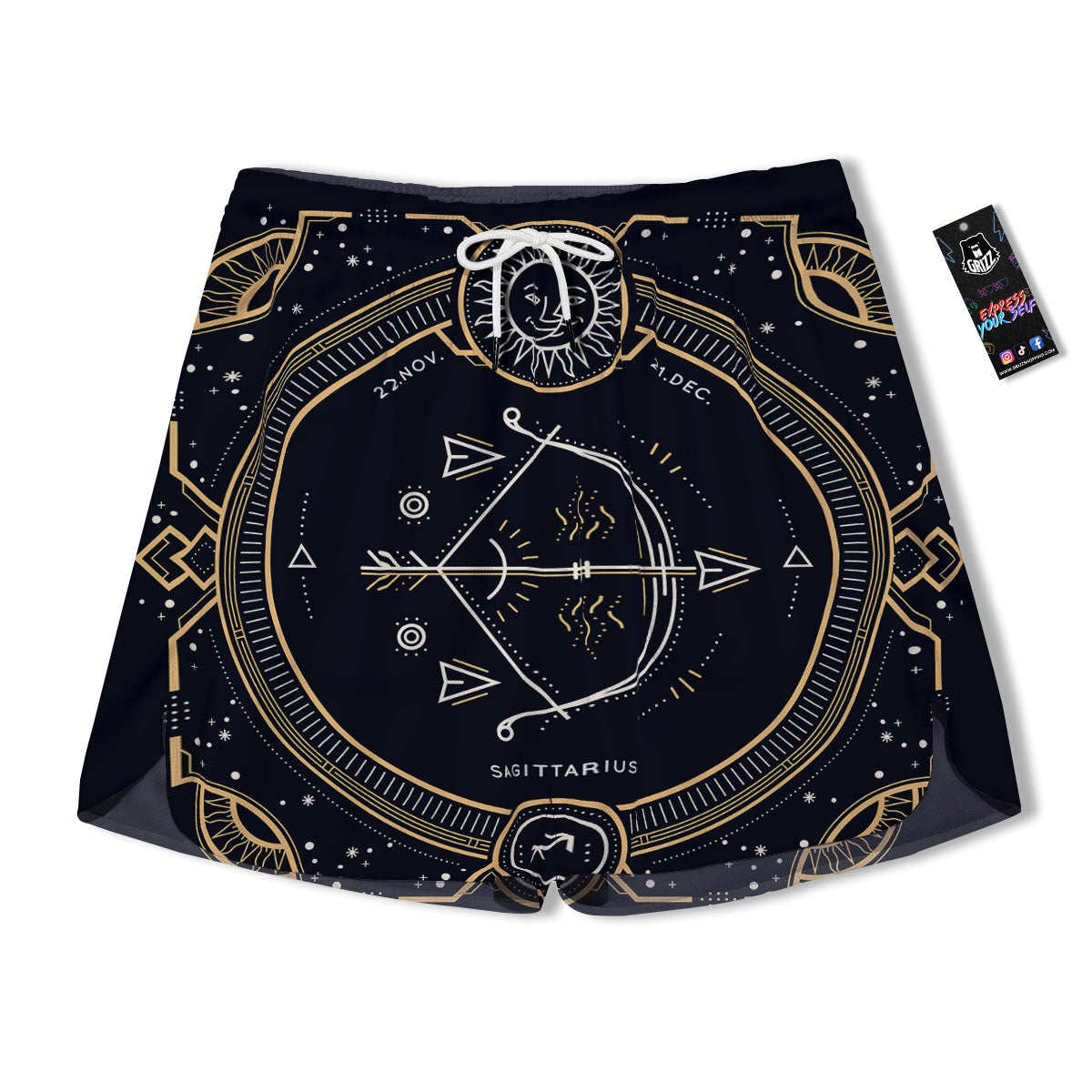 Zodiac Sign Vintage Sagittarius Print Men's Running Shorts-grizzshop