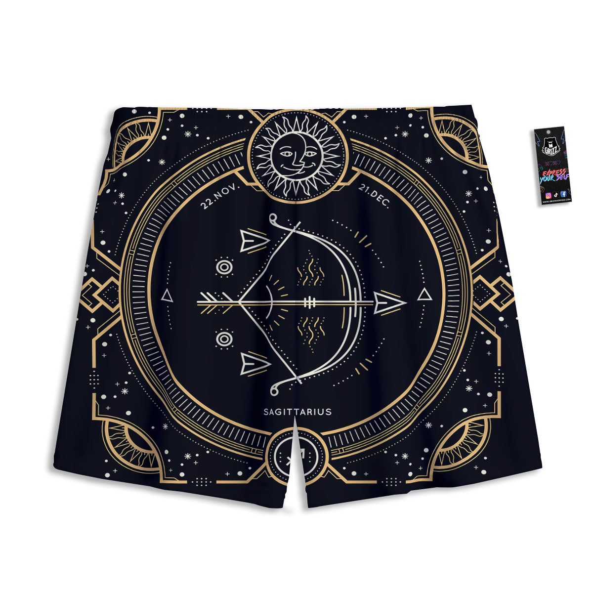 Zodiac Sign Vintage Sagittarius Print Mesh Shorts